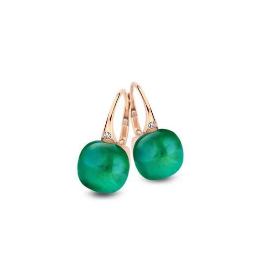 BIGLI Mini Sweety Ohrhänger Roségold mit Emerald Green