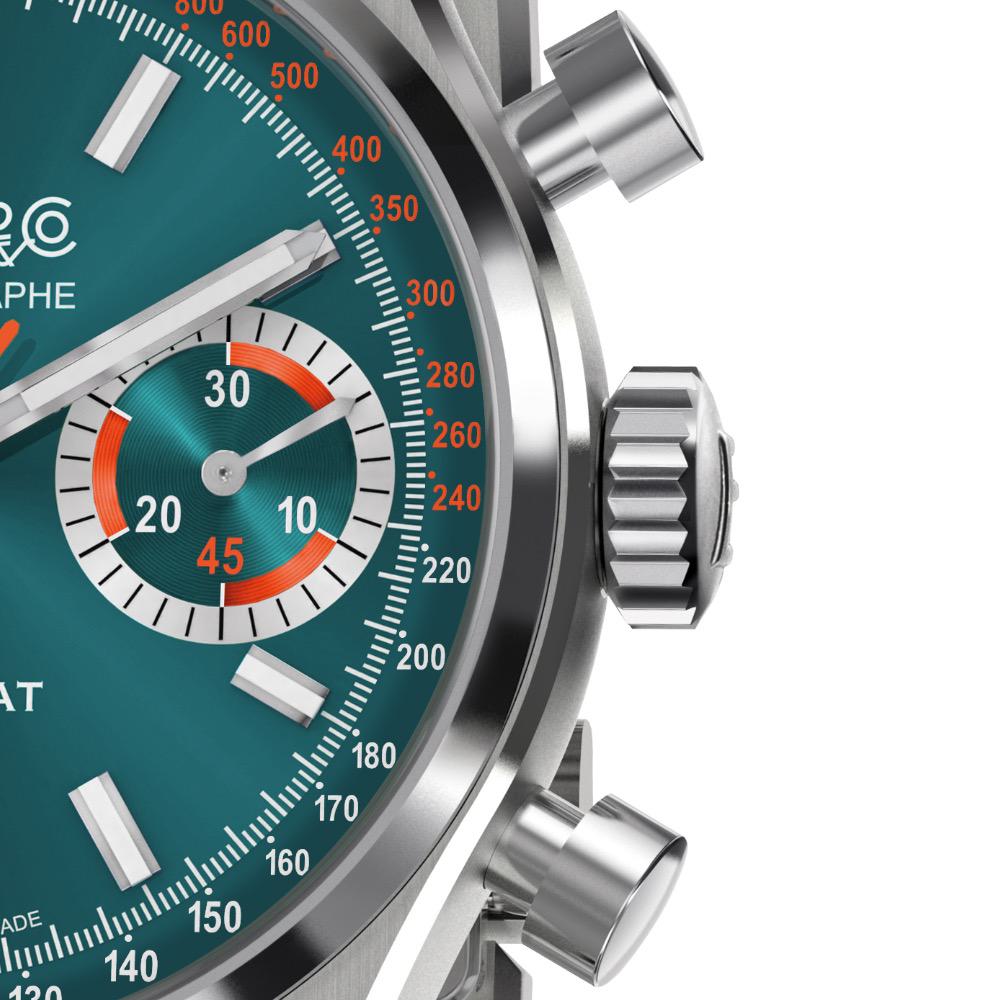 Eberhard Contodat Stahl Uhr mit Zifferblatt in Petrol