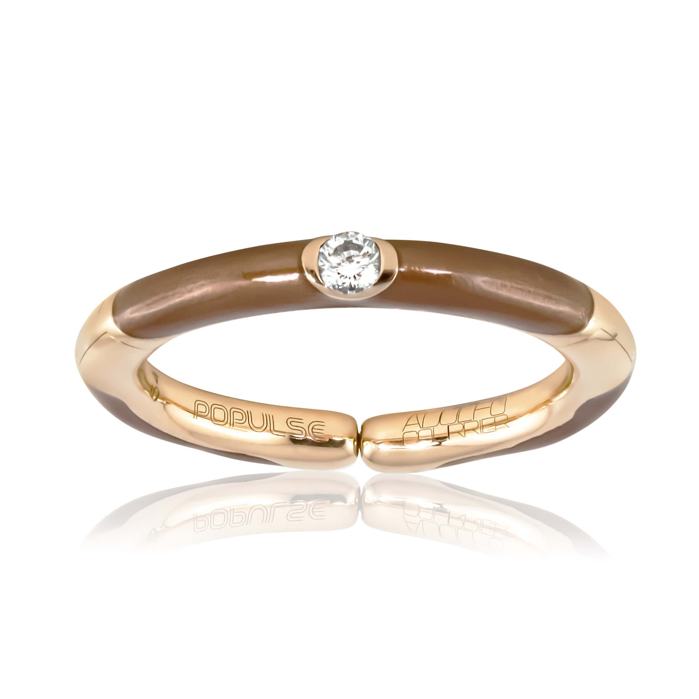 Adolfo Courrier POPULSE Ring CAPPUCCINO mit Diamant & Email