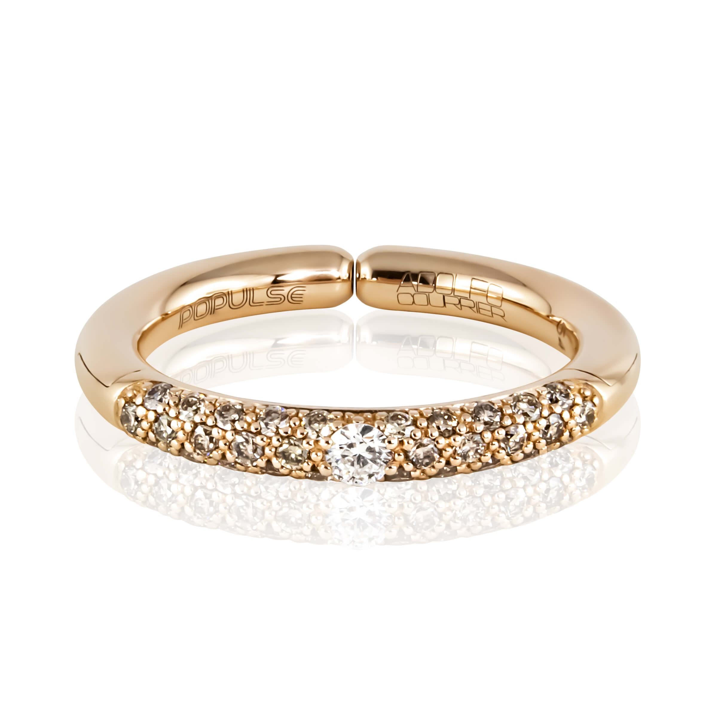 Adolfo Courrier POPULSE Ring CAPPUCCINO mit Diamanten in braun & weiß