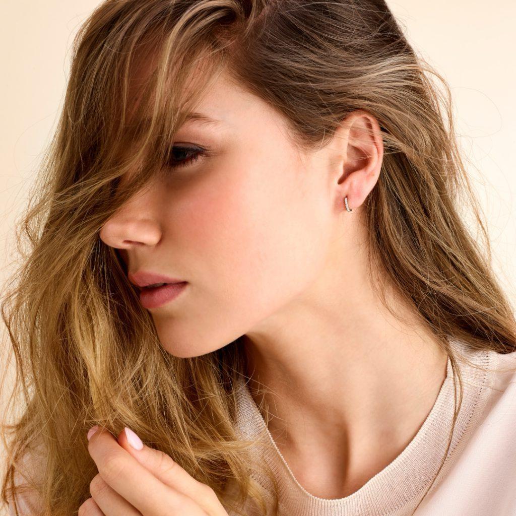 Minitials hoop earrings white gold E-AEO-H WG