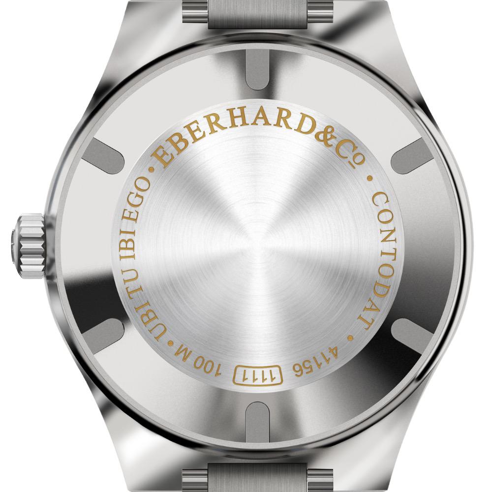 Eberhard Contodat Stahl Uhr mit schwarzem Zifferblatt