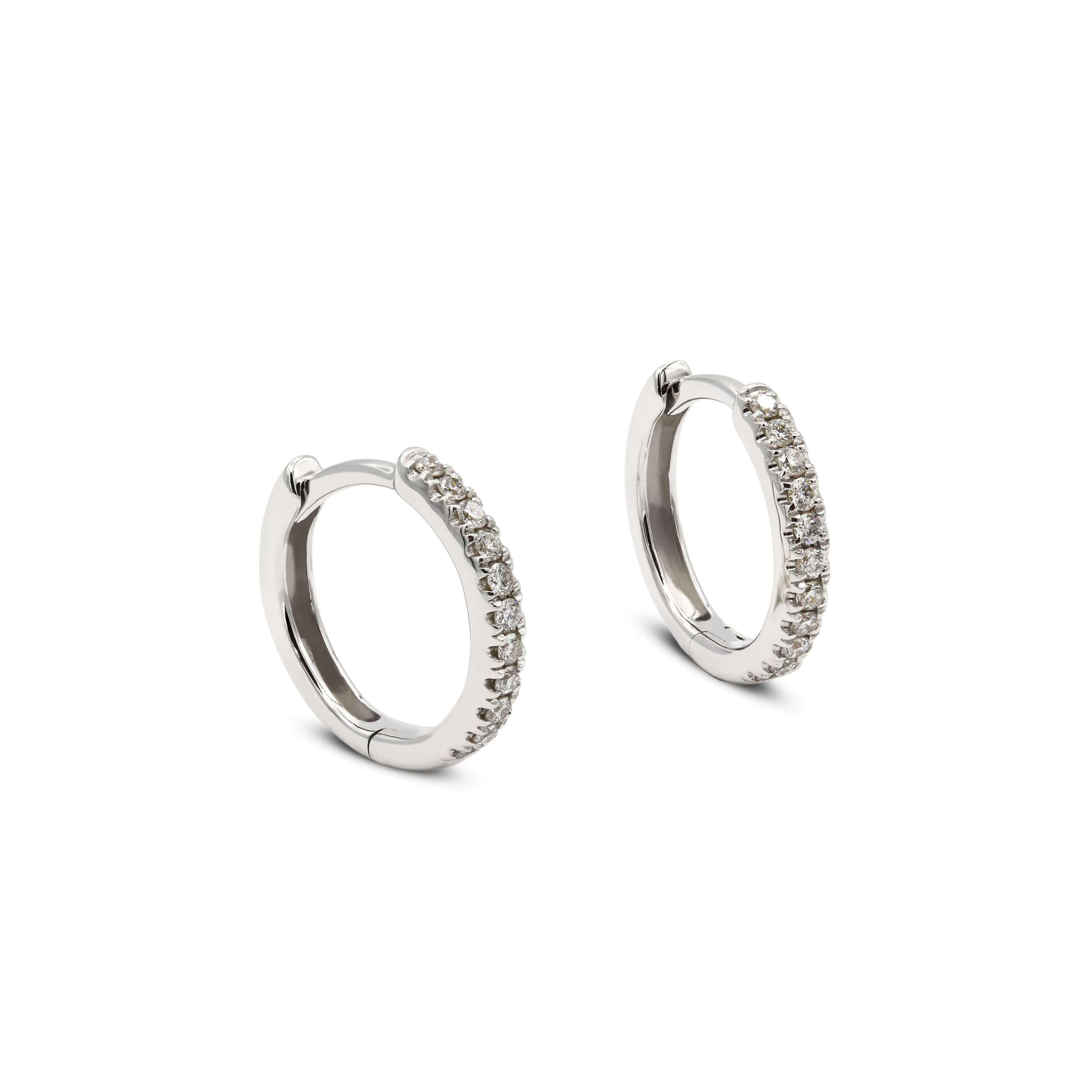 Diamond Group hoop earrings white gold diamonds 11mm 2I948W8-1