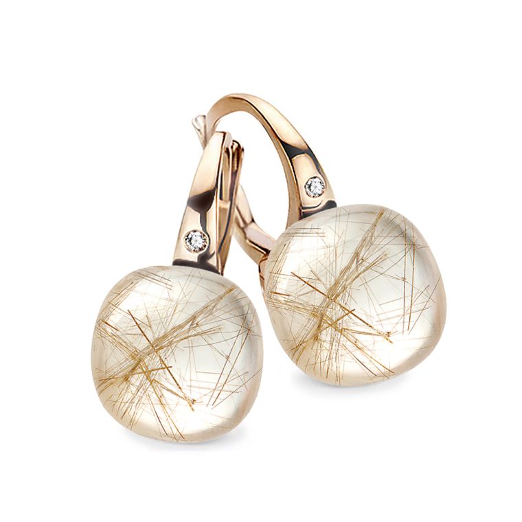BIGLI Mini Sweety Ohrhänger Roségold mit Quarz Rutile Moonshine