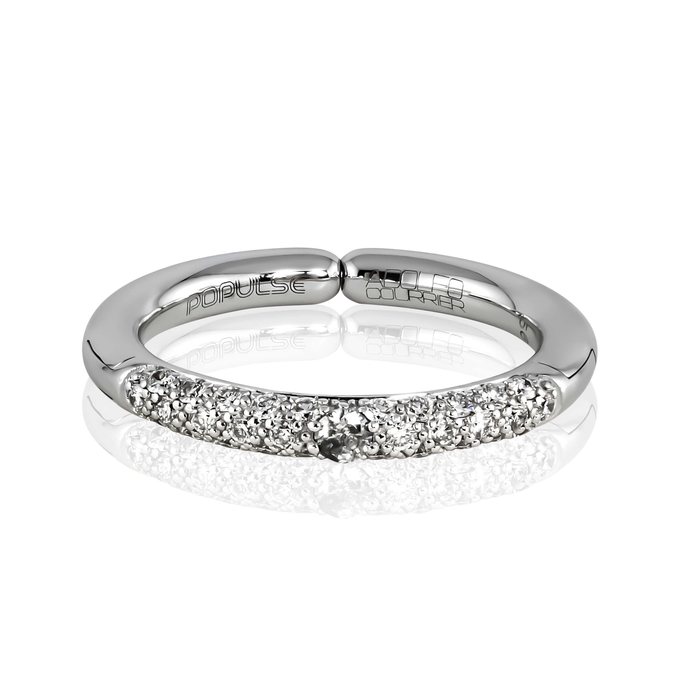 Adolfo Courrier POPULSE Ring STEEL mit Diamanten und grauem Diamant