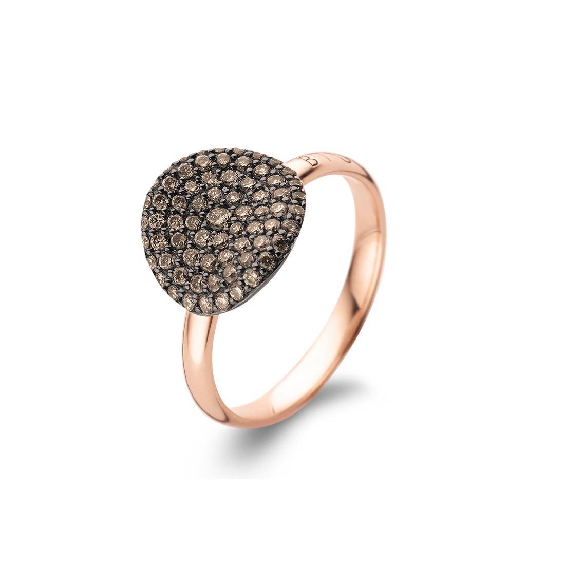 Bigli Ring Mini Waves, brown diamonds, 23R186RBRDBR
