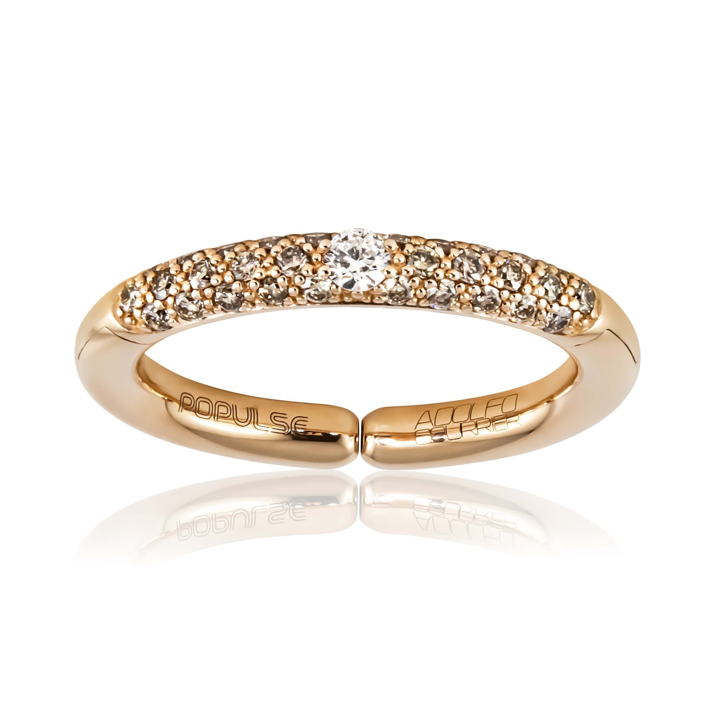 Adolfo Courrier POPULSE Ring CAPPUCCINO mit Diamanten in braun & weiß