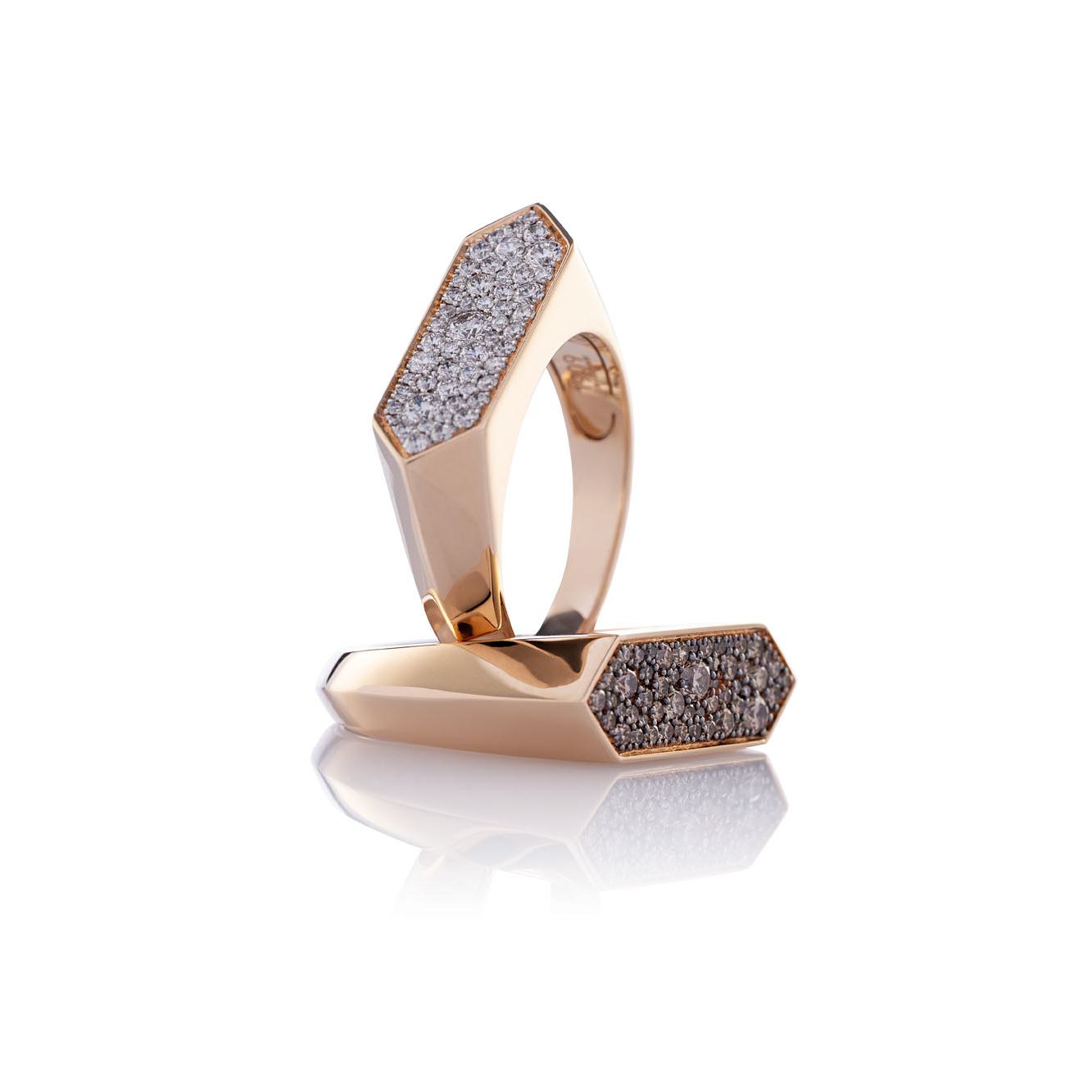 1909 Callegari „Solid“ Ring aus Roségold mit braunem Diamant-Pavée – Ref. UJ644