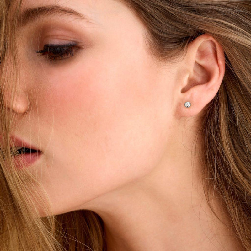 Minitials stud earrings, white diamonds, E-SIG-BD2 WG