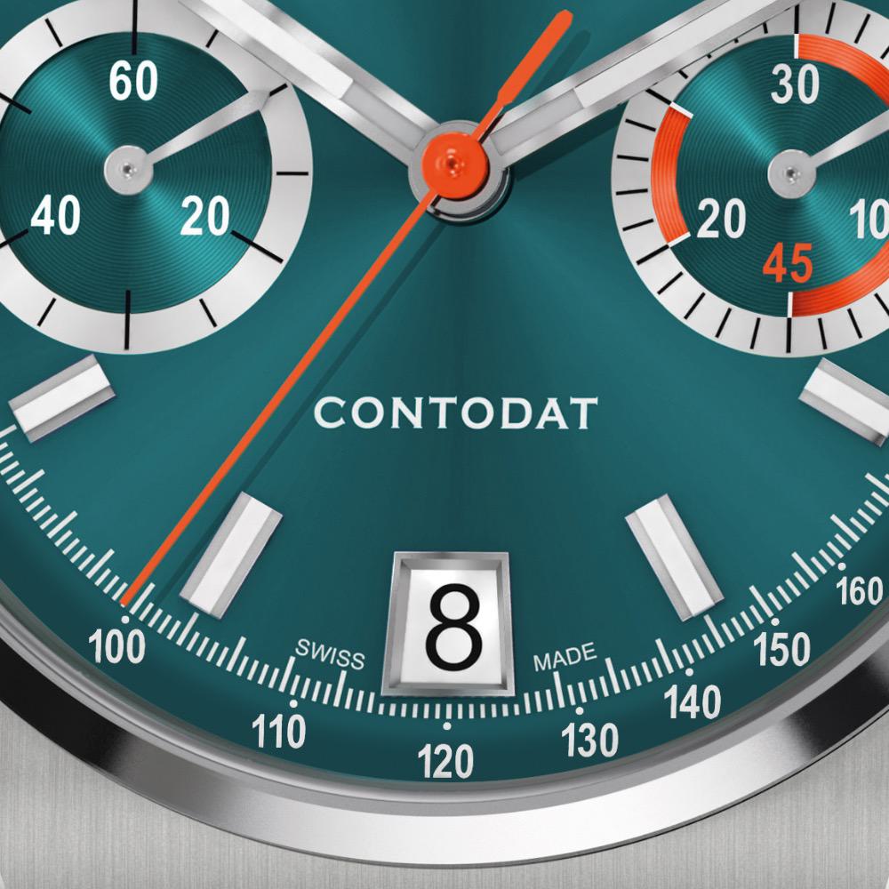 Eberhard Contodat Stahl Uhr mit Zifferblatt in Petrol