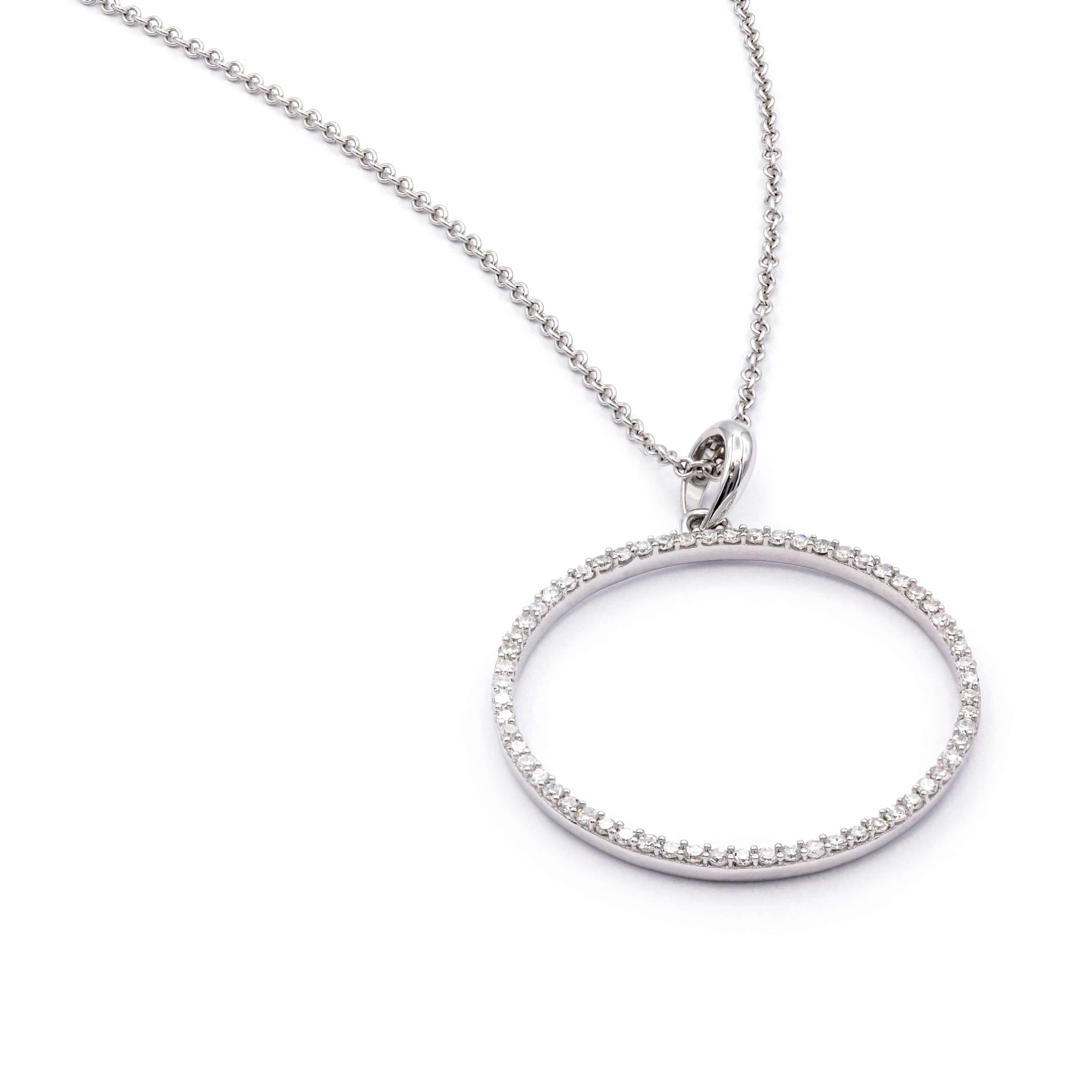 Diamond Group necklace circle white gold diamonds 4H083W8-1