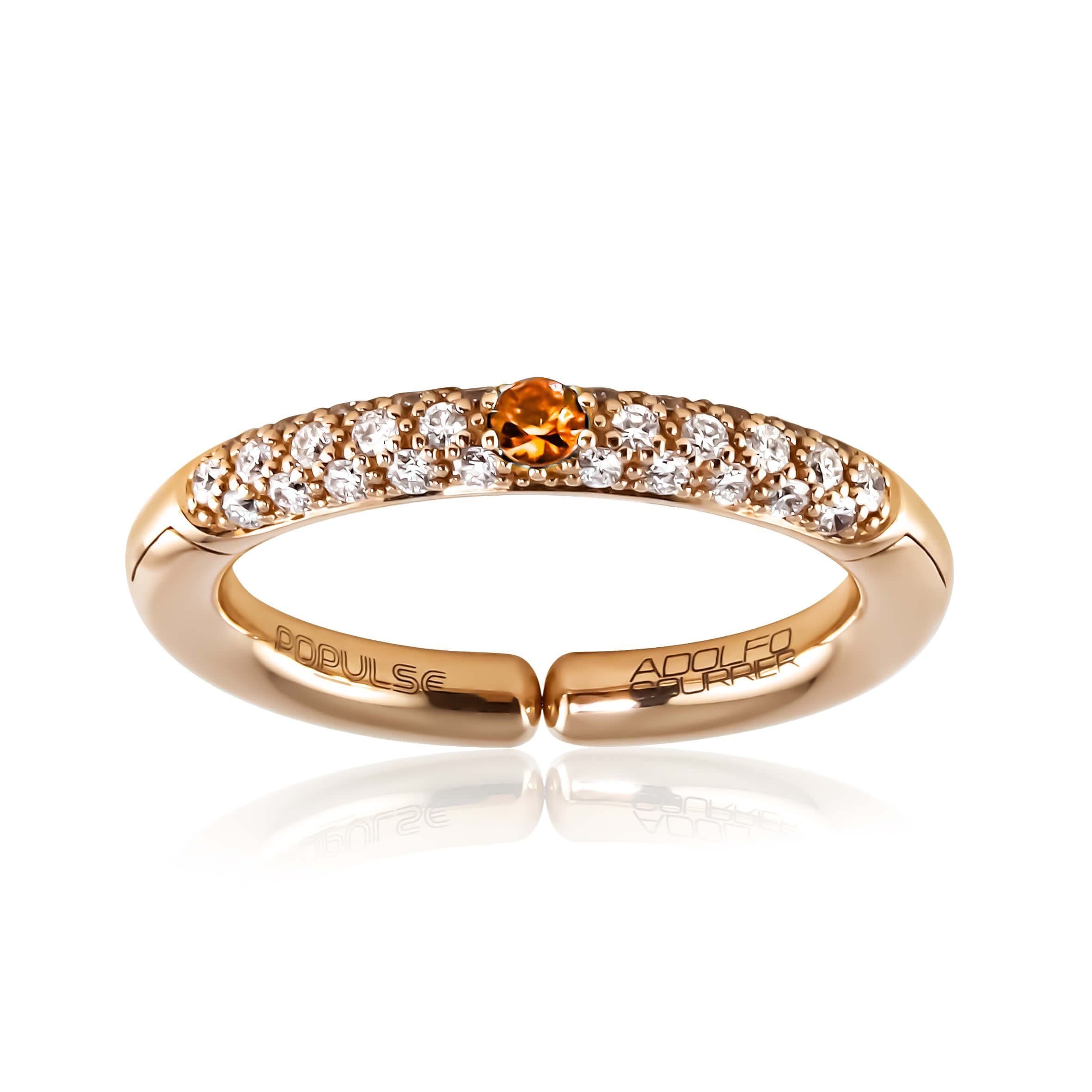 Adolfo Courrier POPULSE Ring HERME`S mit Diamanten & oranger Saphir