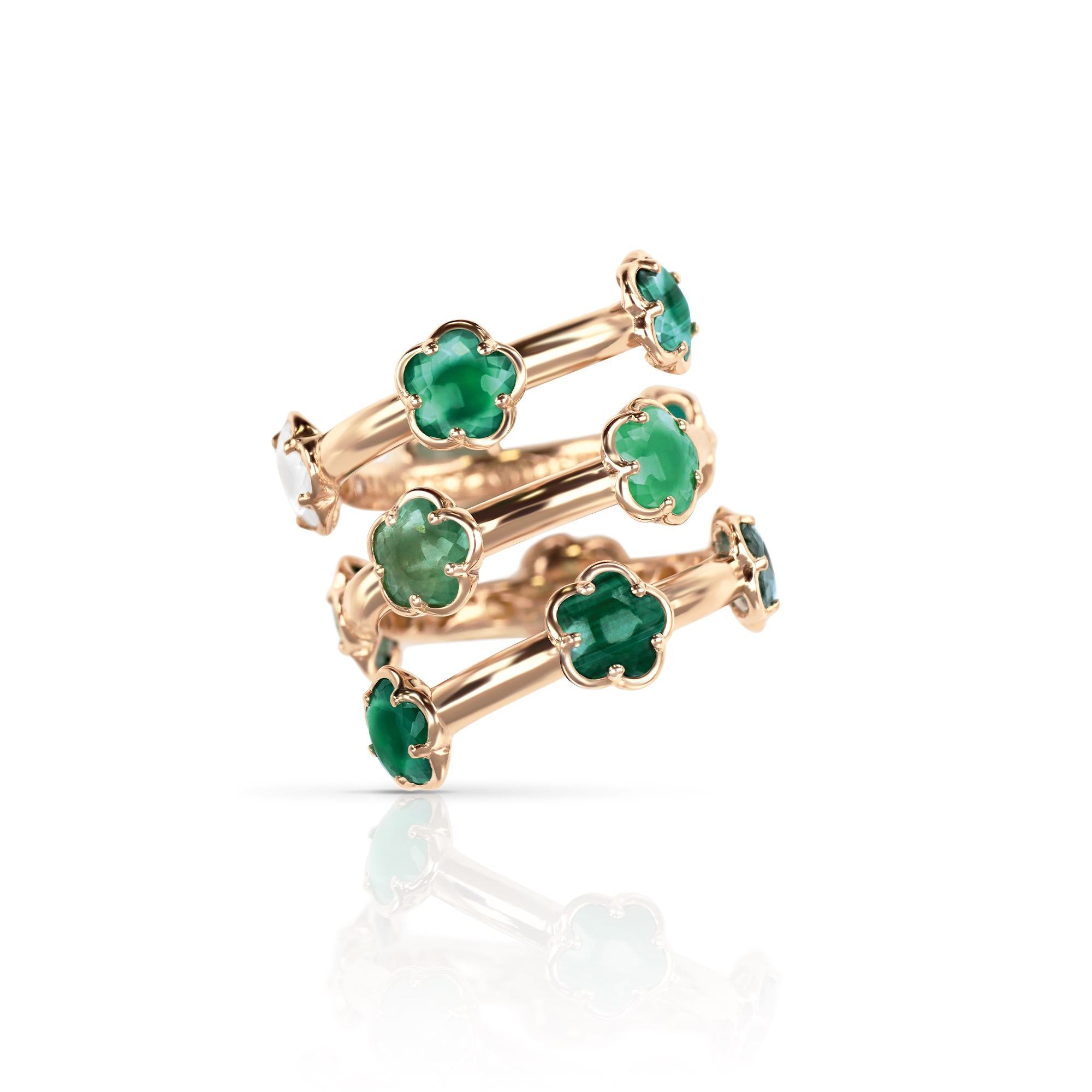 Pasquale Bruni Figlia dei Fiori Ring aus 750 Roségold mit Edelsteinbesatz