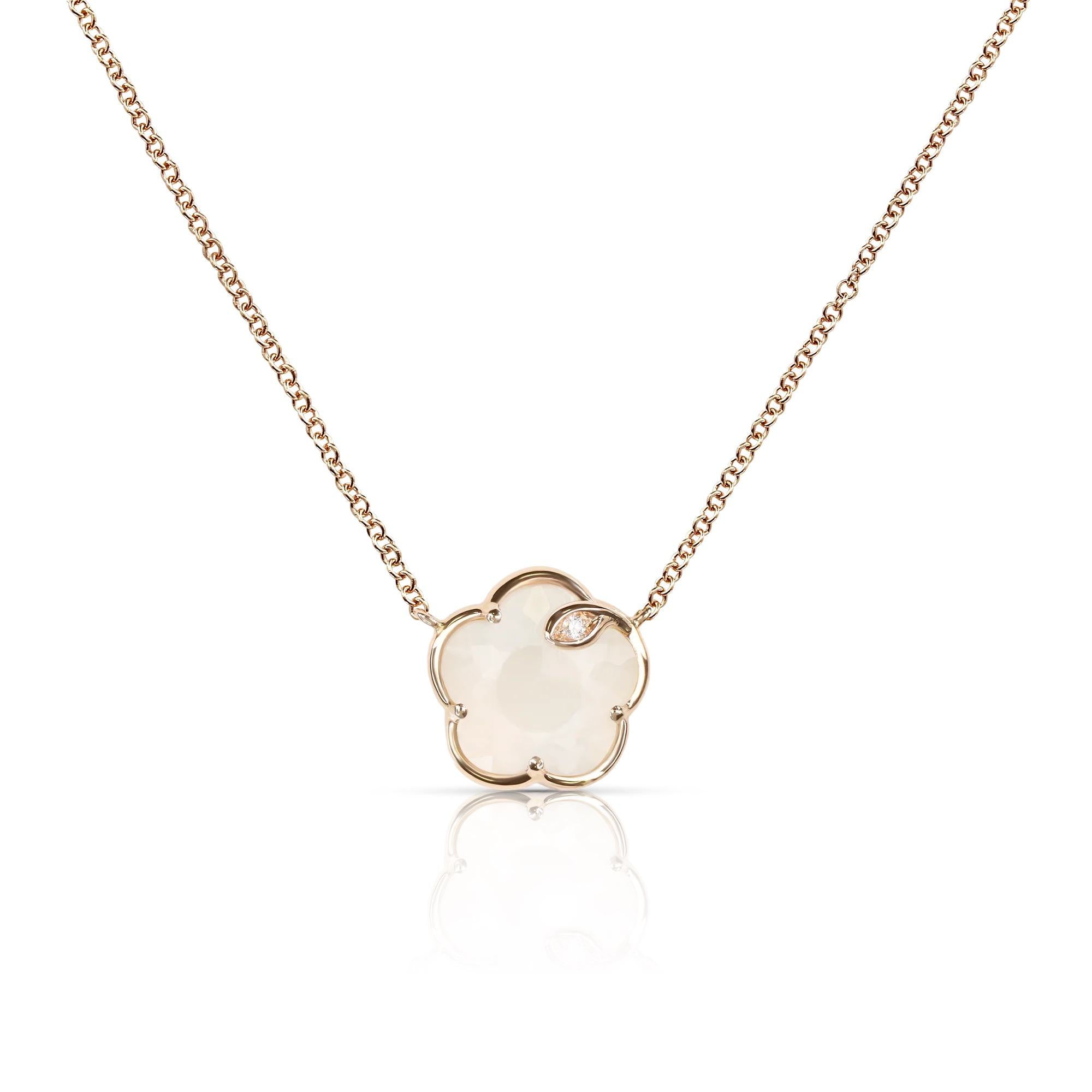 Pasquale Bruni Ton Joli Collier 16791R aus 750 Roségold mit Perlmutt, Mondstein und Diamant