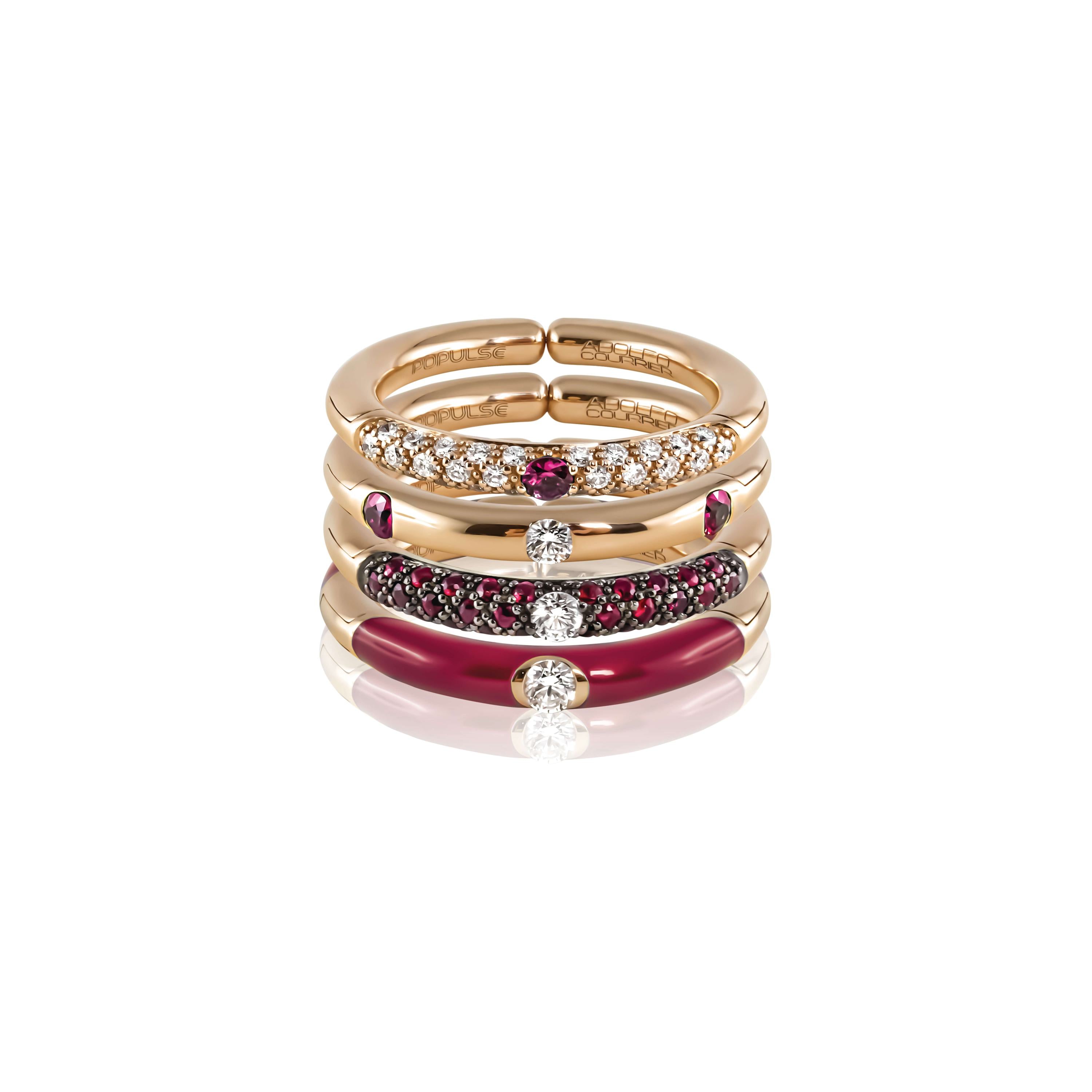 Adolfo Courrier POPULSE Ring BORDEAUX mit Diamant und Email