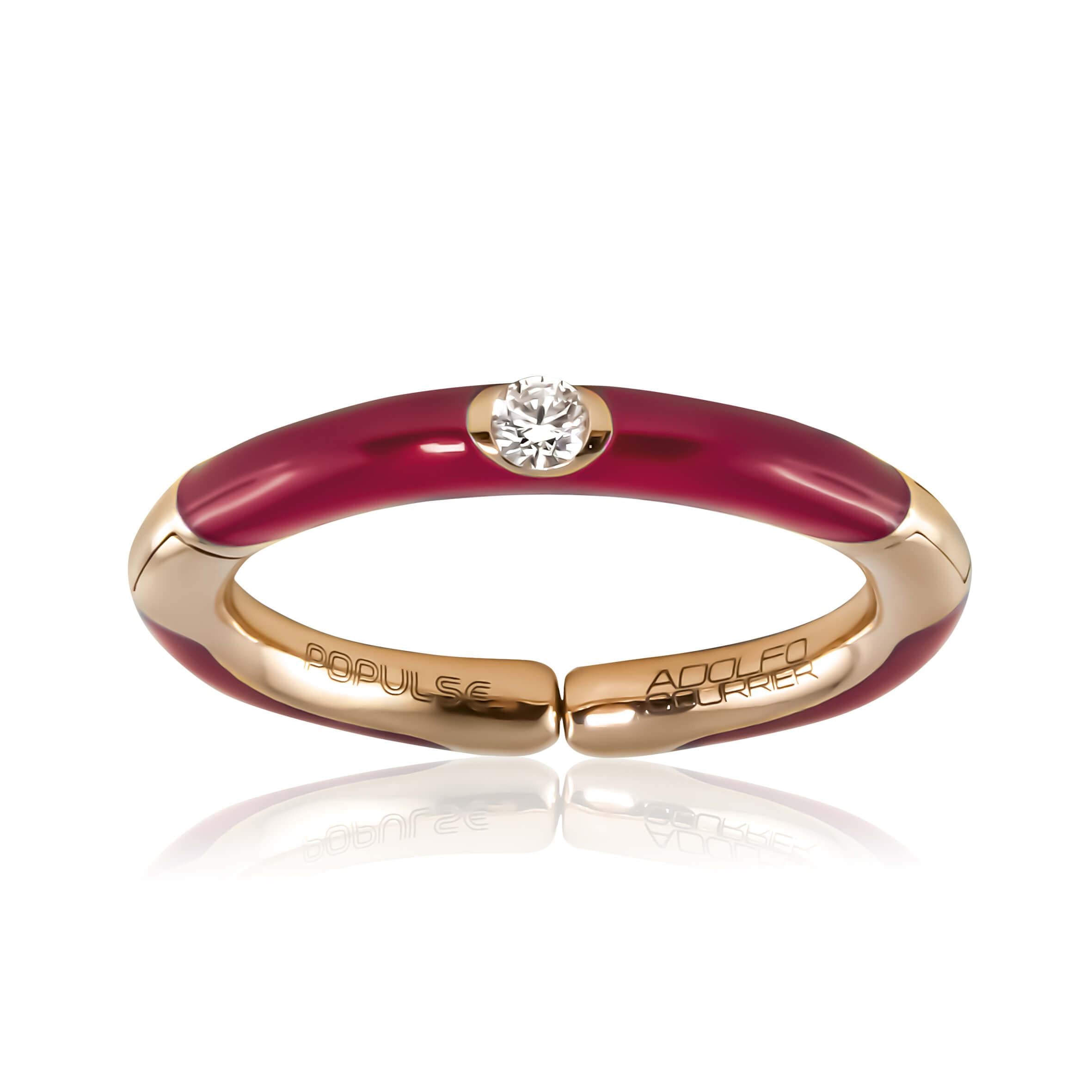 Adolfo Courrier POPULSE Ring BORDEAUX mit Diamant und Email