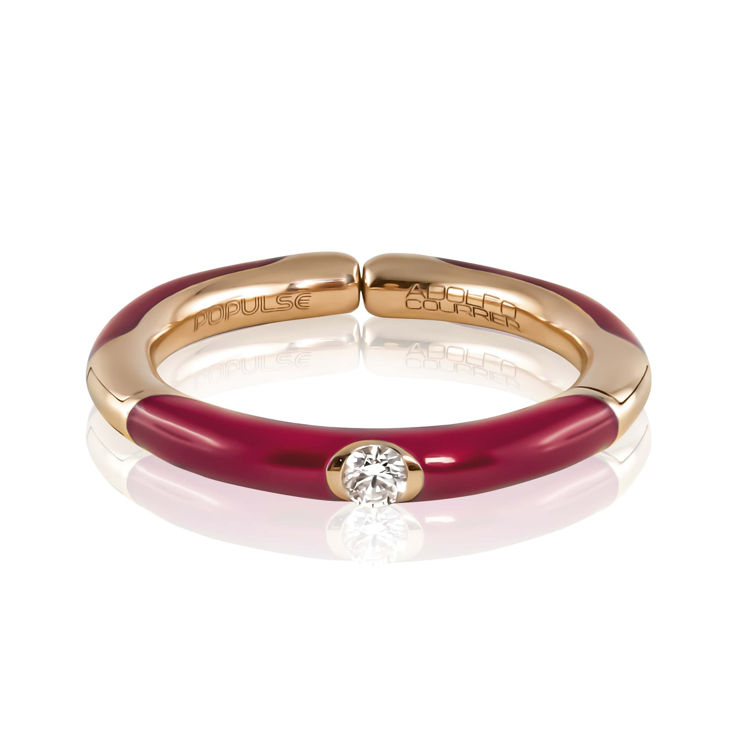 Adolfo Courrier POPULSE Ring BORDEAUX mit Diamant und Email
