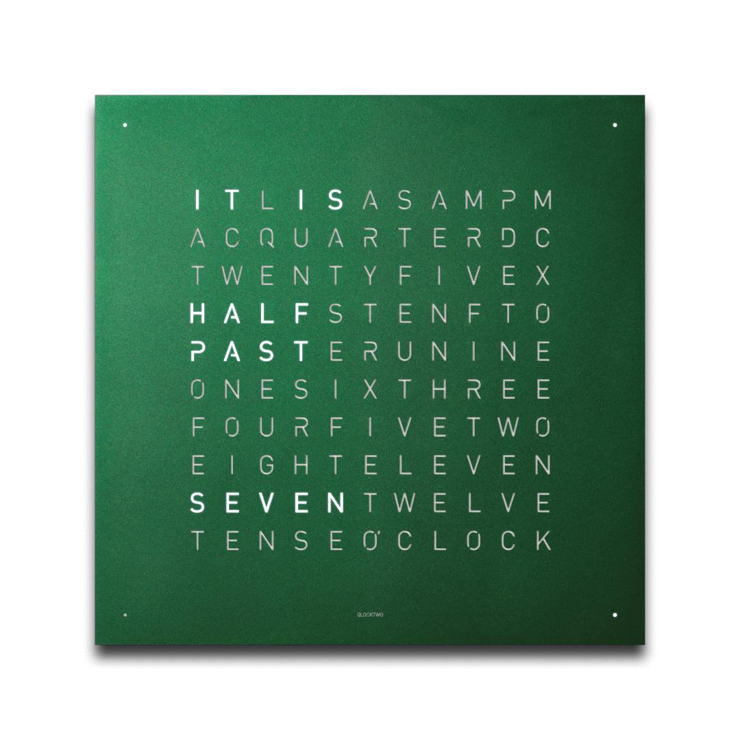 Qlocktwo Frontcover für Wanduhr Earth 45 | Green Velvet | FCRGVC