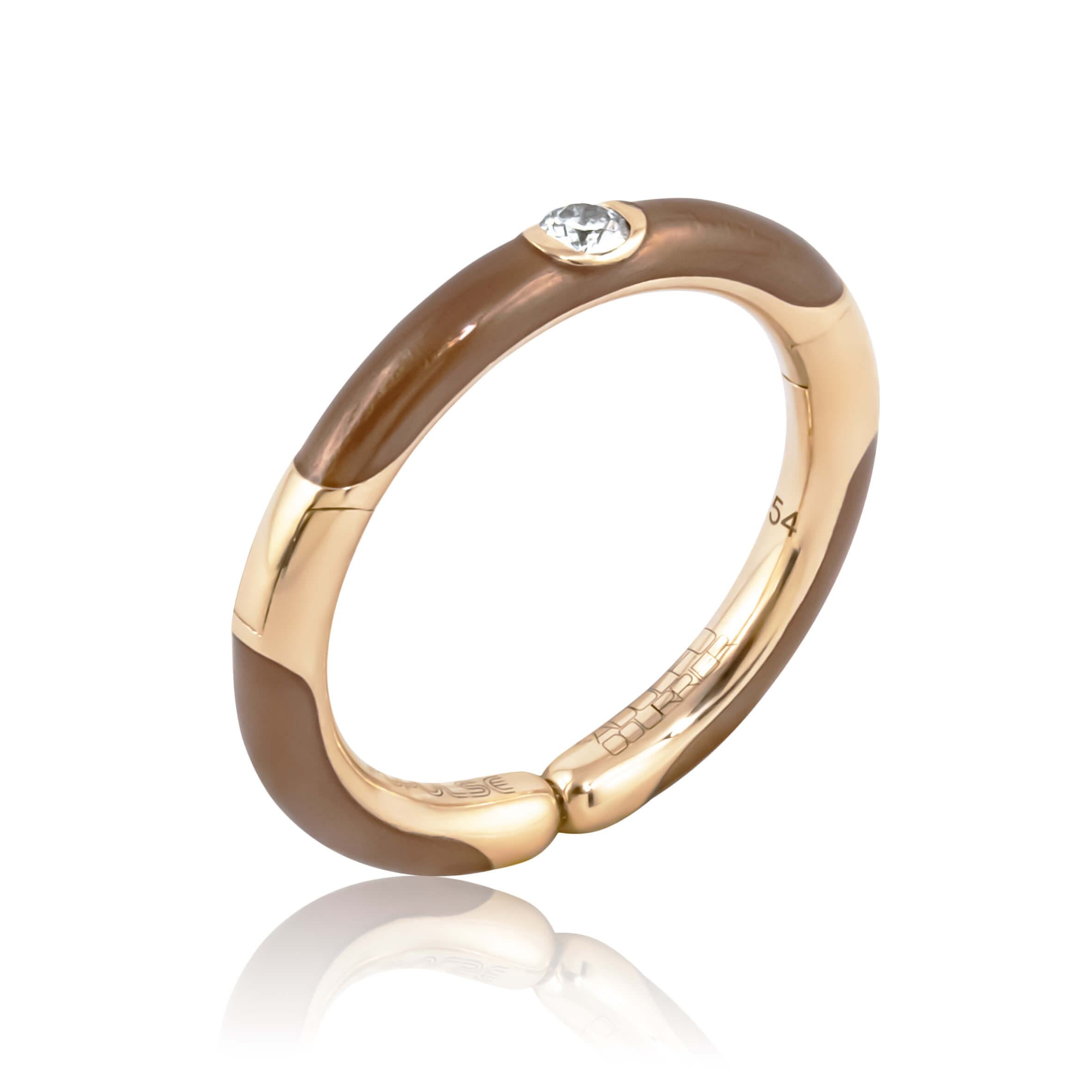 Adolfo Courrier POPULSE Ring CAPPUCCINO mit Diamant & Email