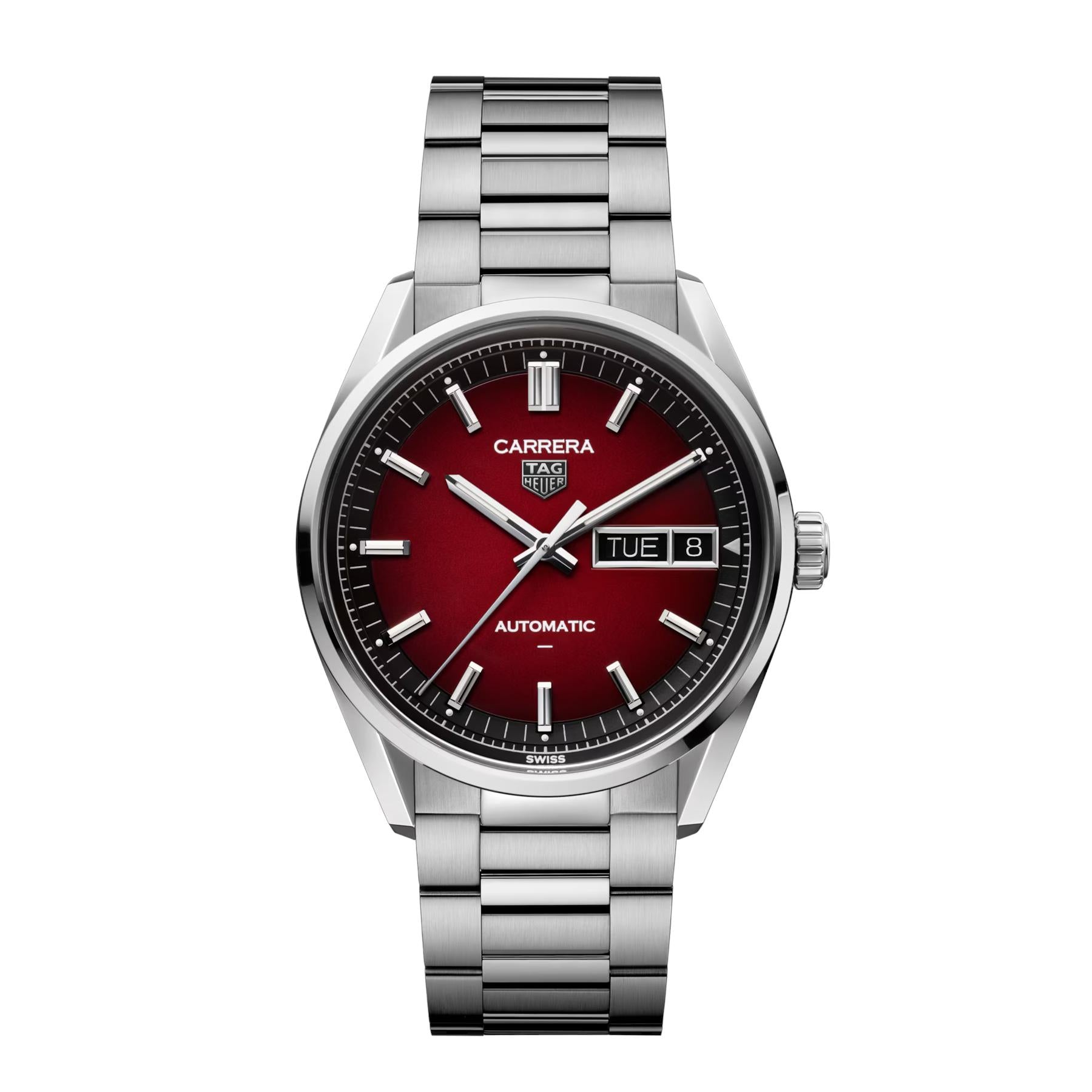 TAG Heuer Carrera Day-Date Automatikuhr mit rotem Zifferblatt