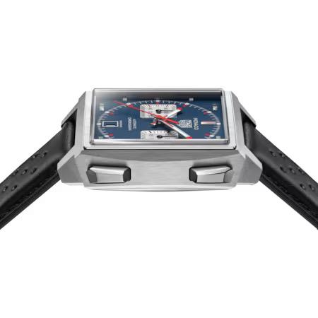 TAG Heuer Monaco Chronograph St LB schwarz, ZB blau, Krone links