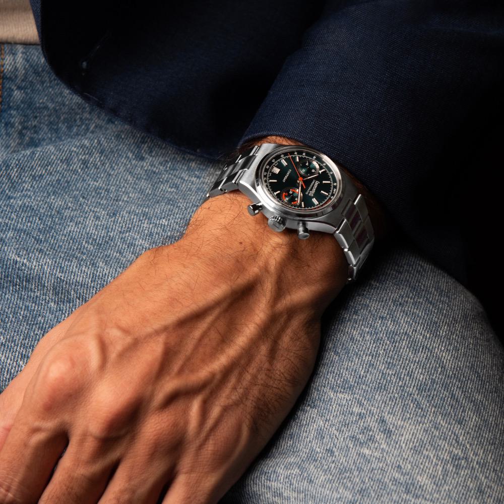 Eberhard Contodat Stahl Uhr mit Zifferblatt in Petrol