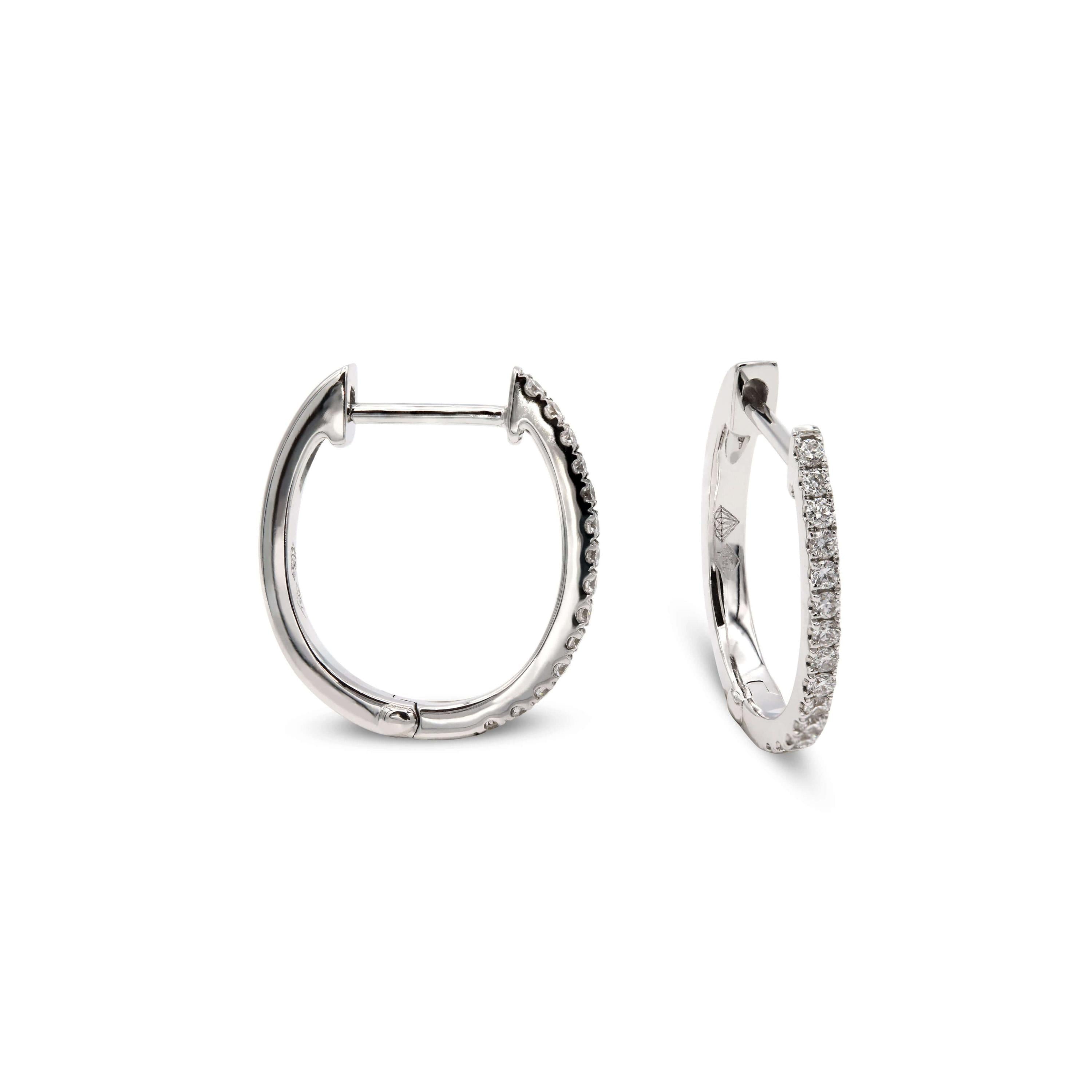 Diamond Group hoop earrings white gold diamonds 14mm 2I948W8-1