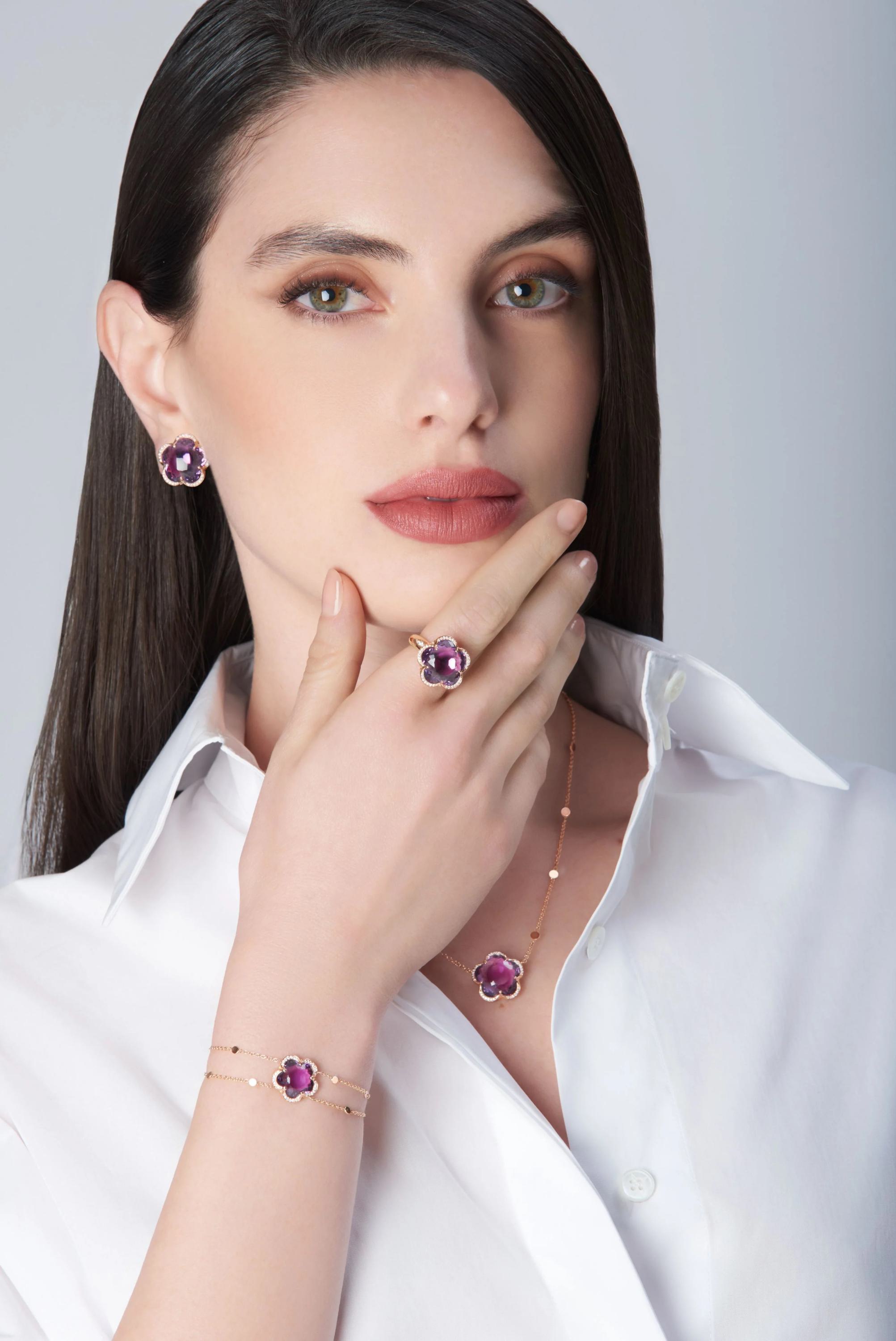Pasquale Bruni Bon Ton Ohrschmuck 16814R aus 750 Roségold mit Amethyst und Diamanten