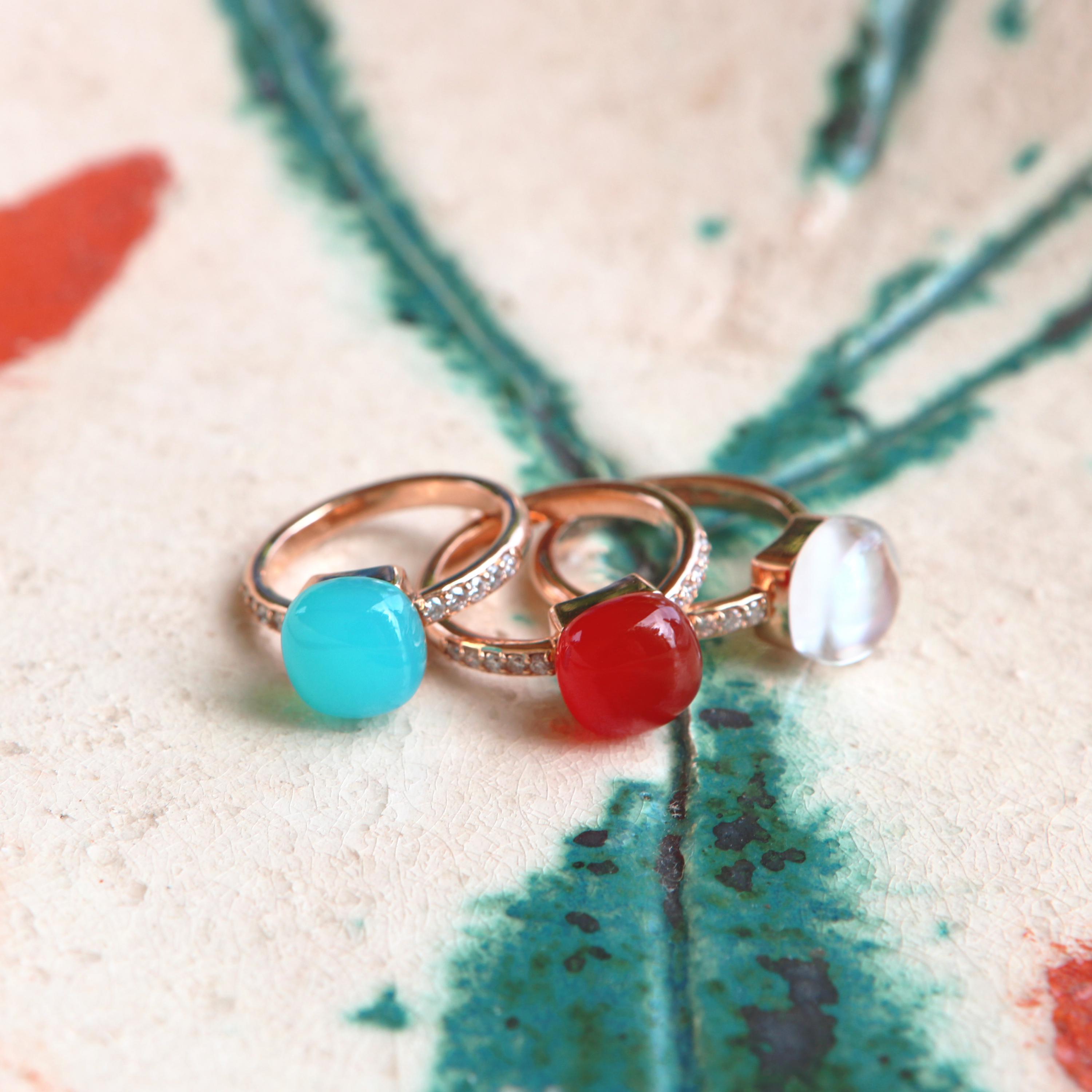 Bigli Ring Mini Sweety, Agate Mother of Pearl Diamonds 20R93R agazzmpdia