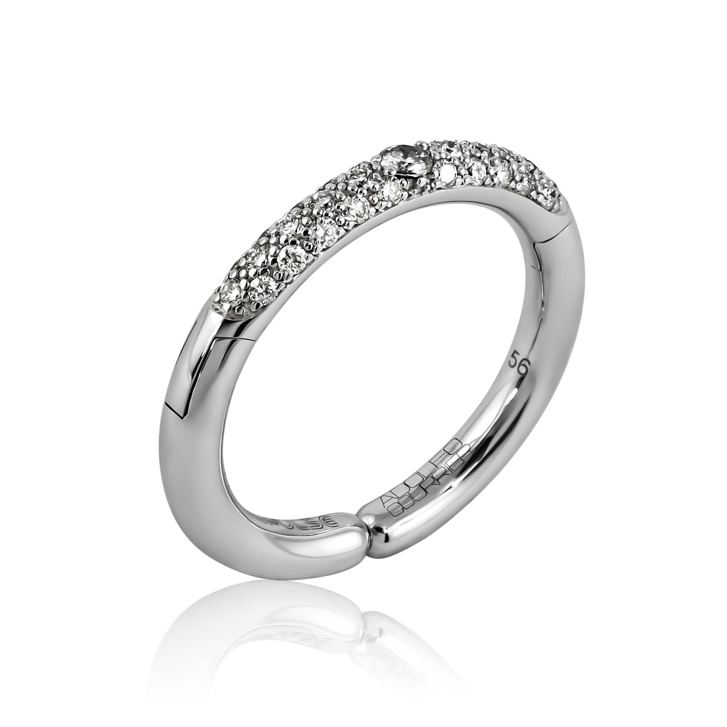 Adolfo Courrier POPULSE Ring STEEL mit Diamanten und grauem Diamant