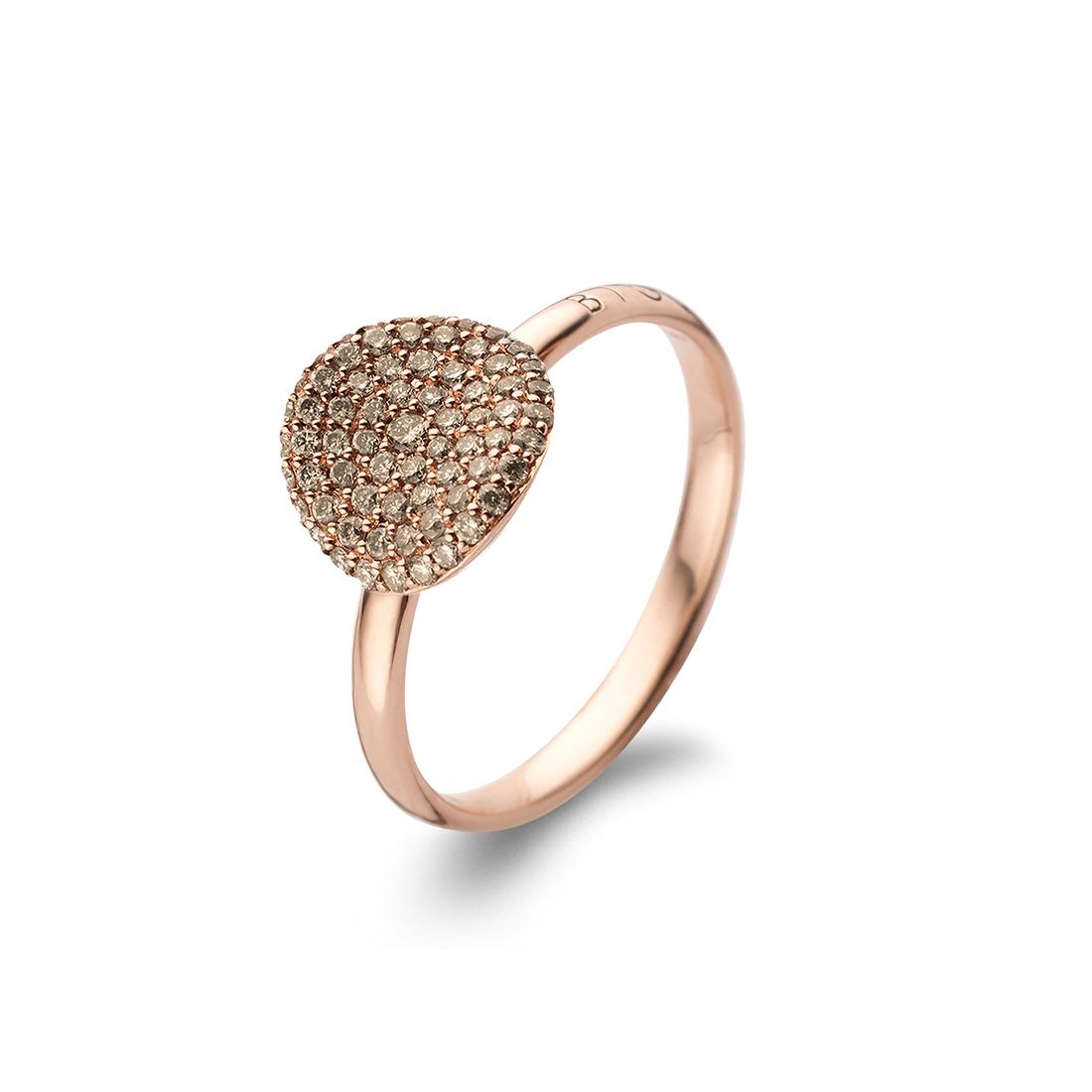 Bigli Ring Mini Waves, brown diamonds, 23R185RBRDIA