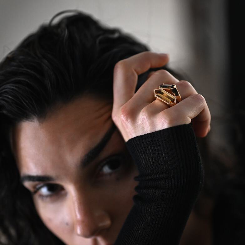 1909 Callegari „Solid“ Ring aus Roségold mit Rauchquarz – Ref. UJ629