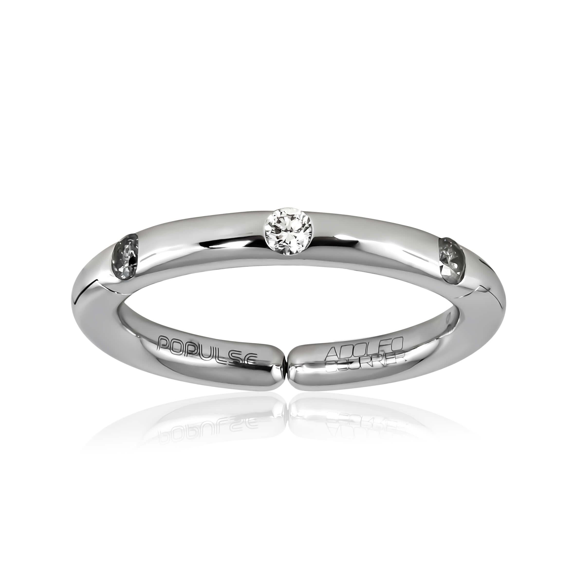 Adolfo Courrier POPULSE Ring STEEL mit grauen und weißen Diamanten