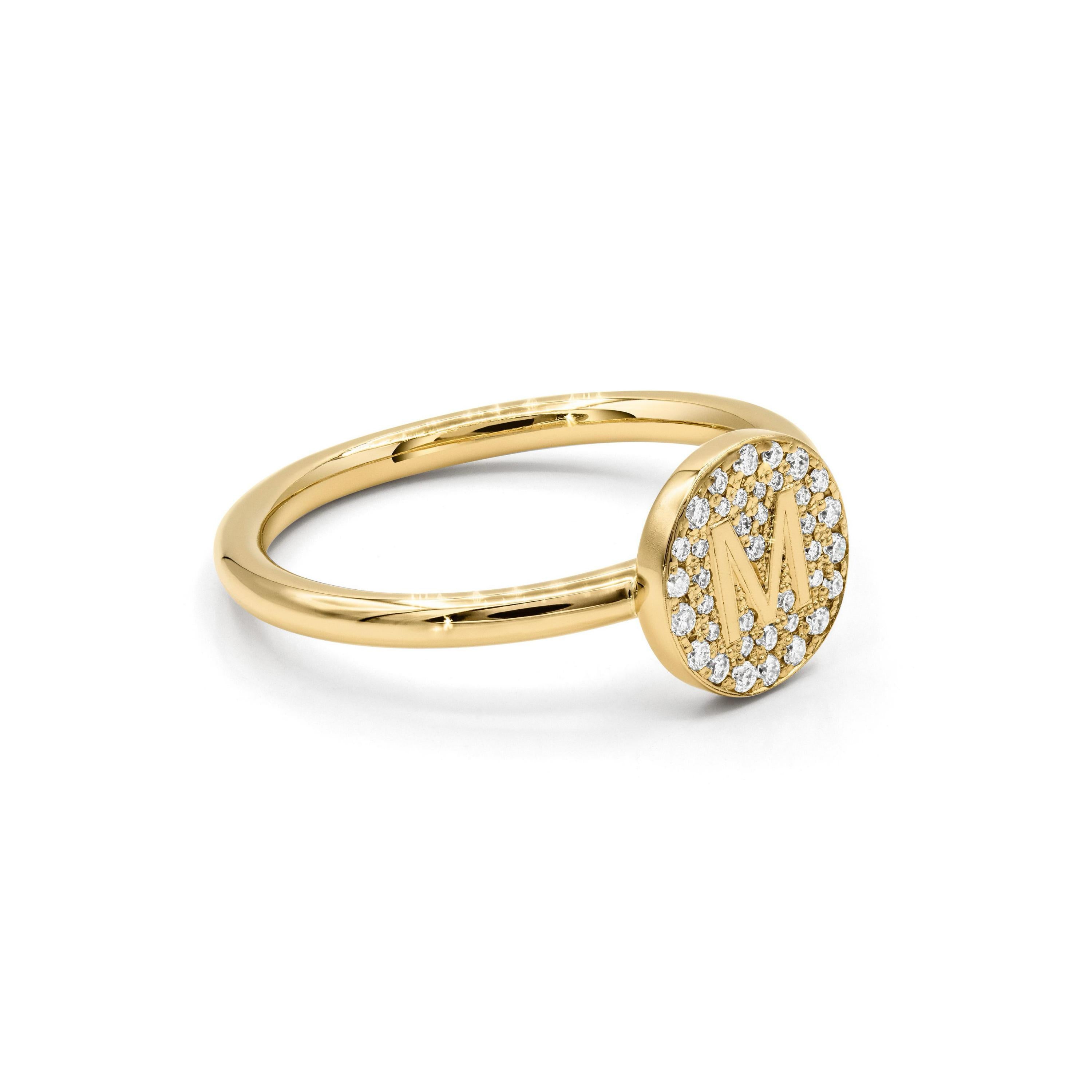 Minitials Ring Buchstabe mit Diamanten | R-AEOG