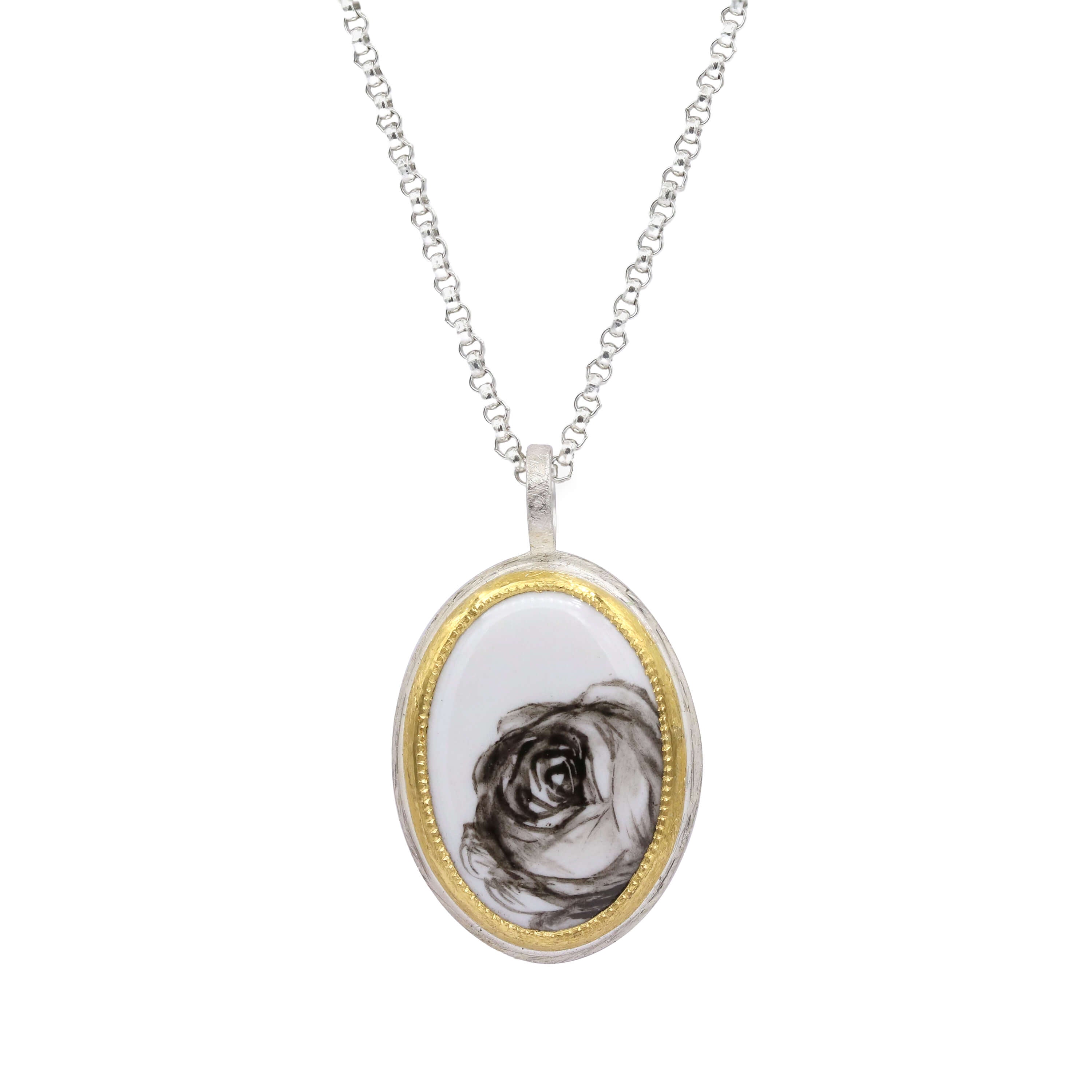 Materia Prima Collier, schwarze Rose, MP N005/s