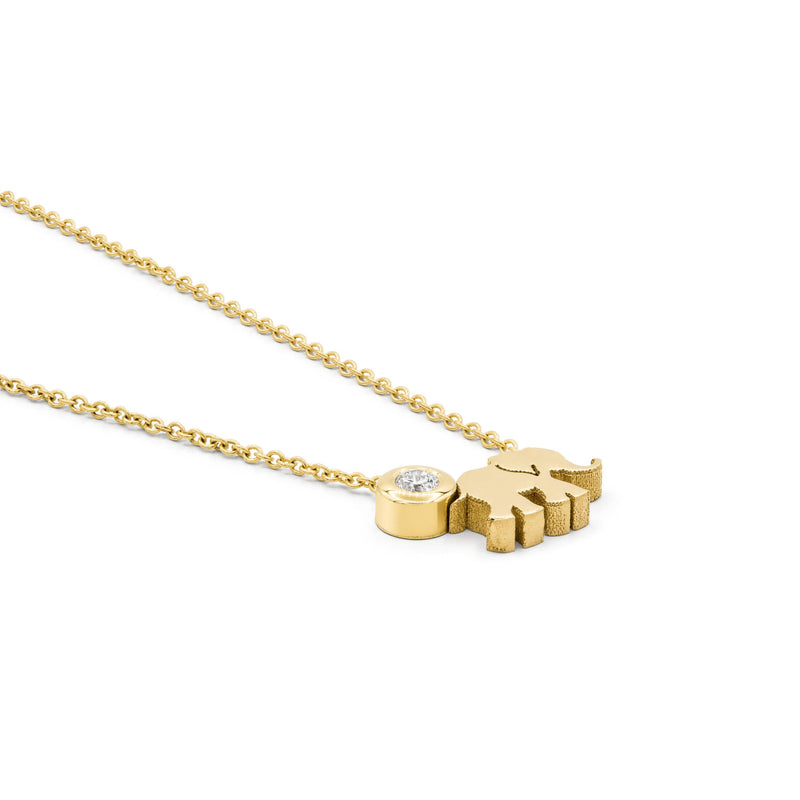 Minitials Collier Elefant & Diamant, Gelbgold, N-SIG-M2