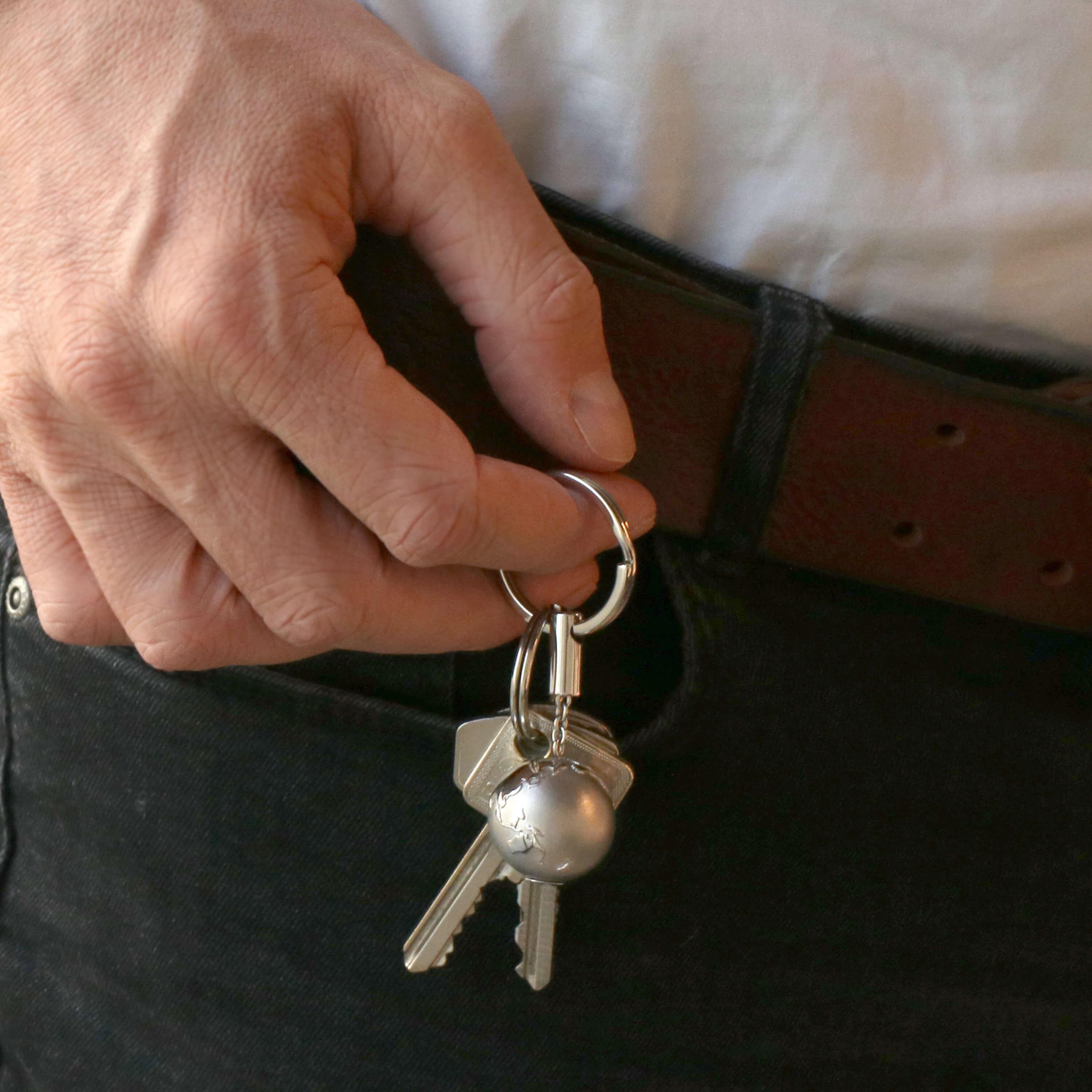 Schmuckwerk key ring world globe, stainless steel, OSA134-ST