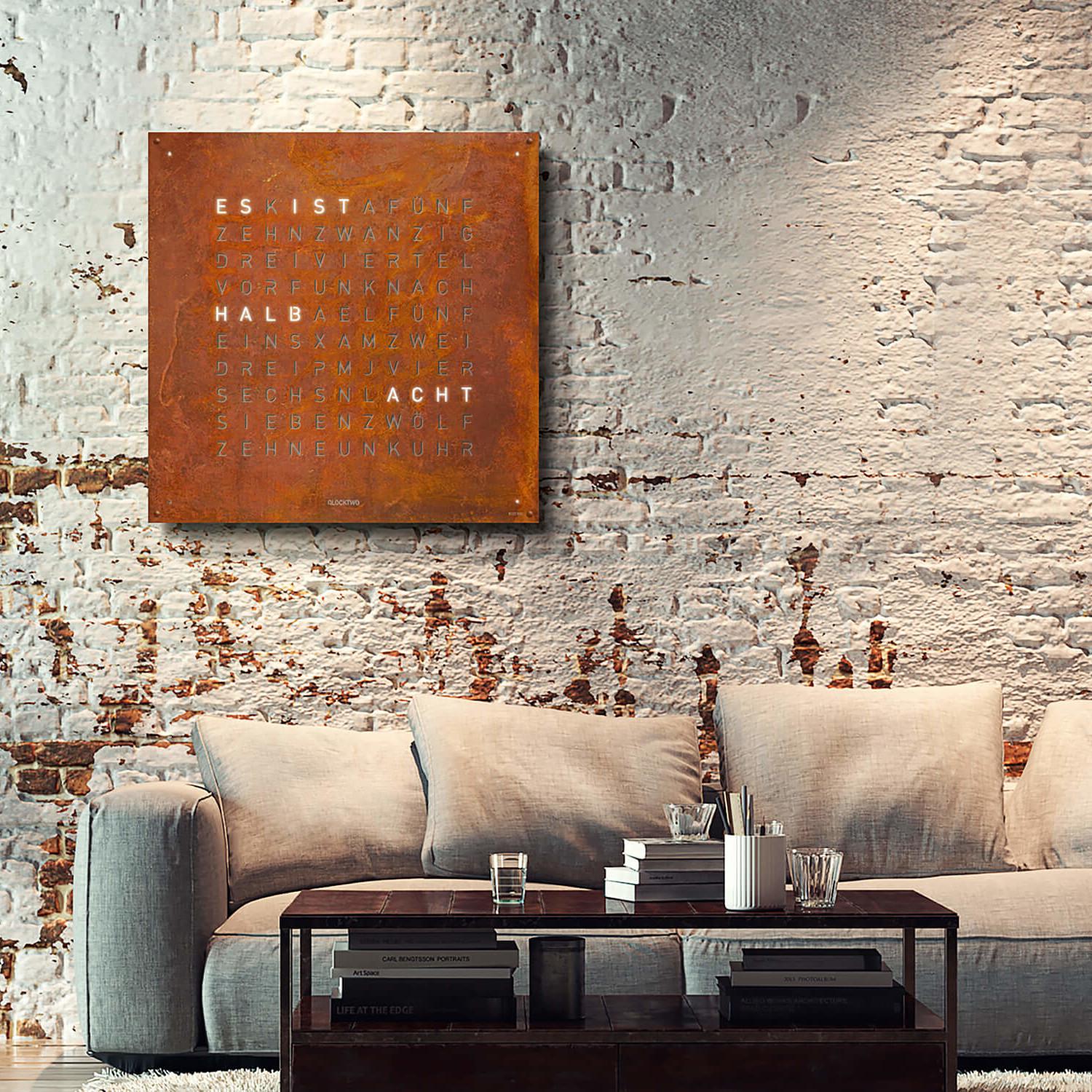 Qlocktwo Wall Clock Large Rust LG4RT