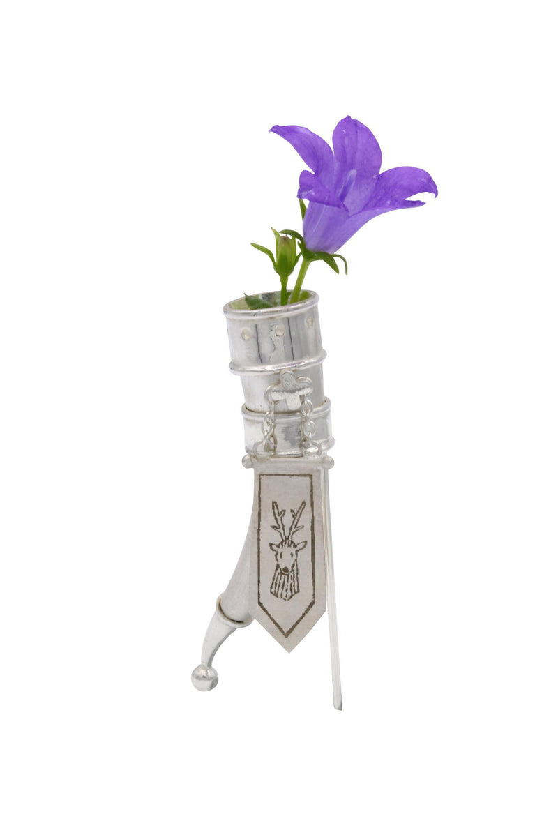 Blumenhorn Anstecknadel, Silber