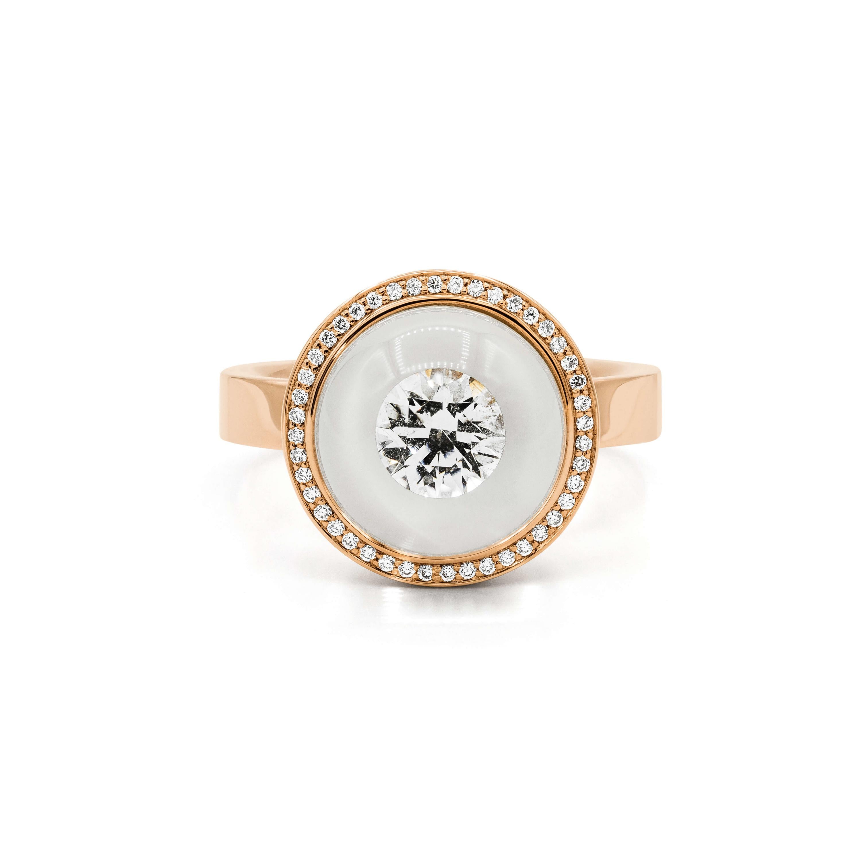 Schmuckwerk ring crystal clear, red gold, DR626-RG-GW