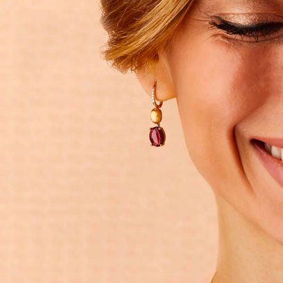 Nani's earrings Dancing Tourmalines, yellow gold, OS6-598