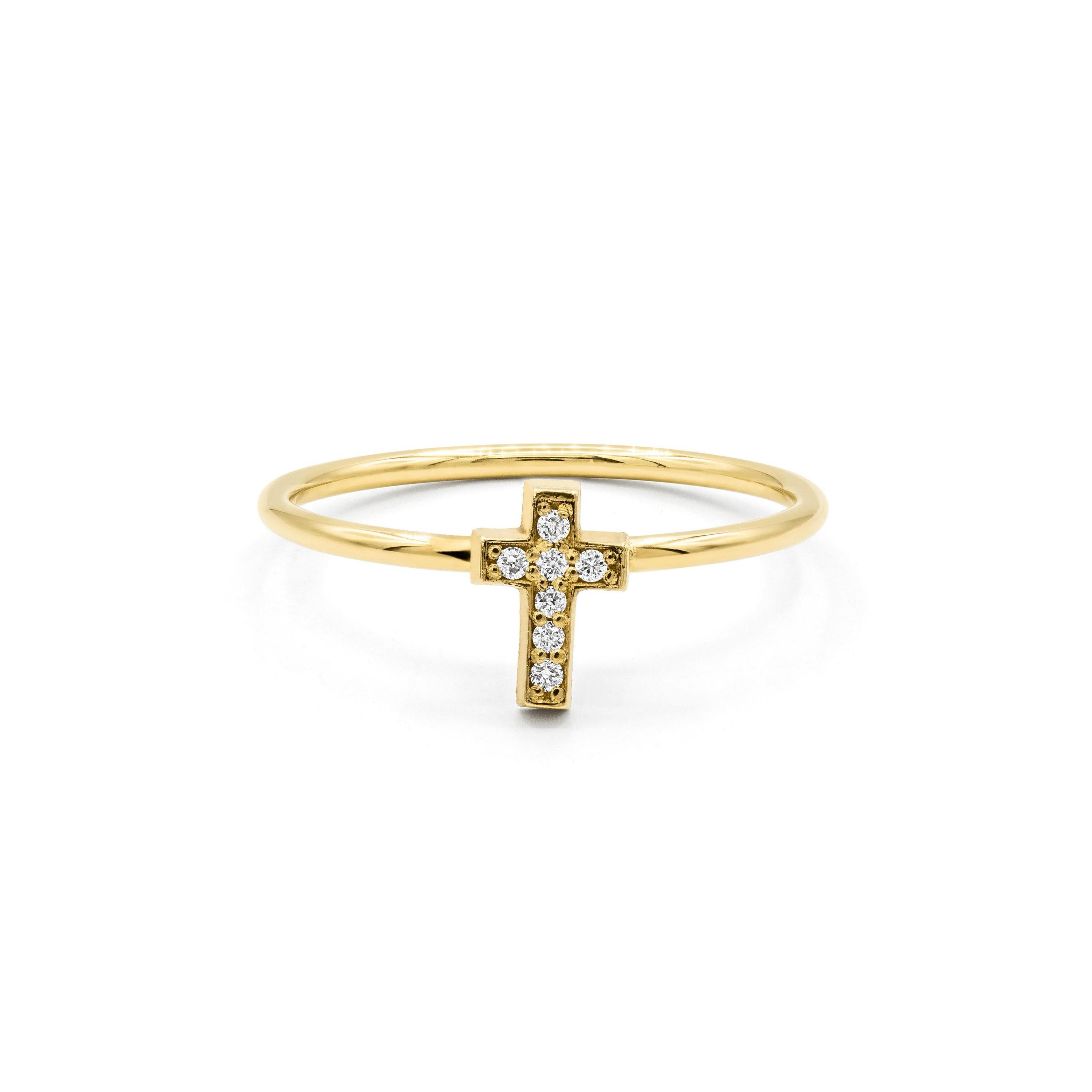 Minitials Ring Kreuz mit Diamaten | R-SIG-PG