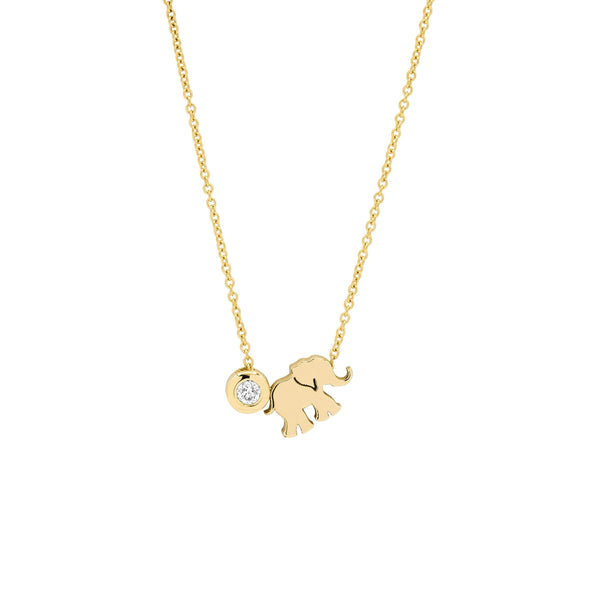 Minitials Collier Elefant & Diamant, Gelbgold, N-SIG-M2