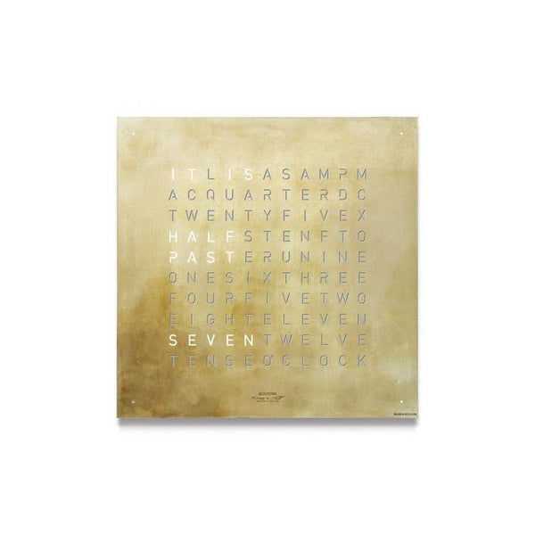 Qlocktwo Frontcover Tischuhr Earth 13.5, Silver & Gold, FTSG