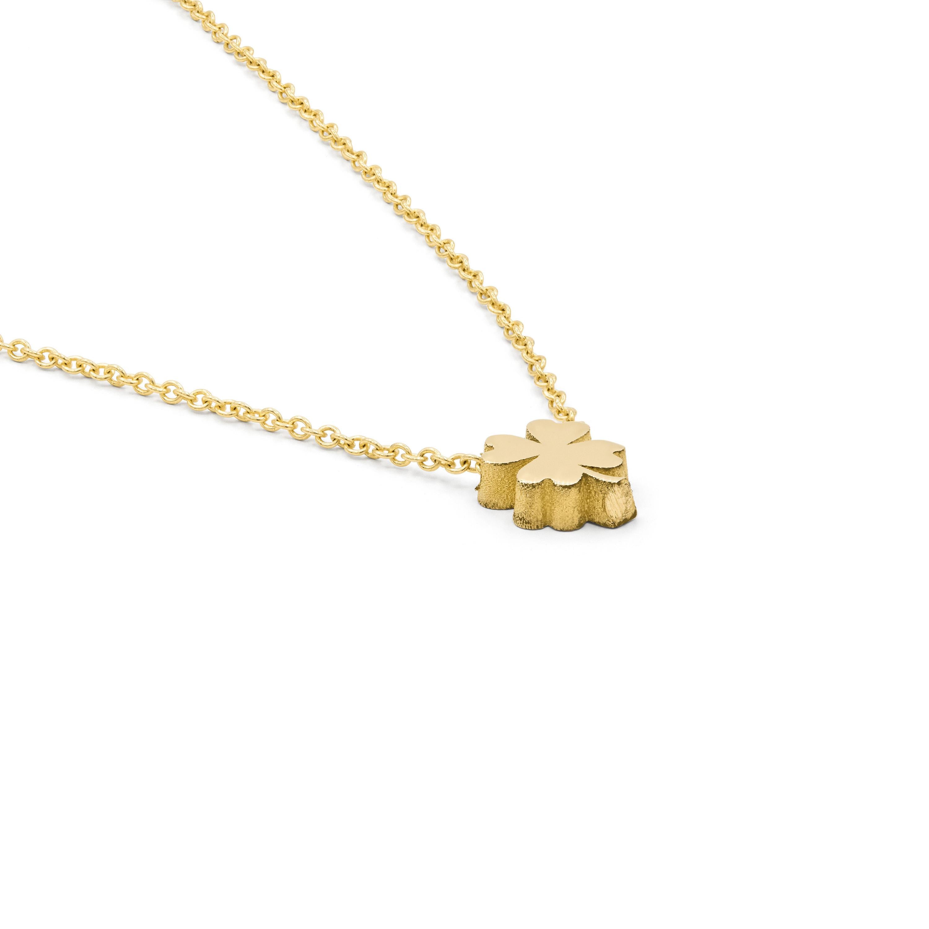 Minitials necklace clover leaf polished yellow gold N-SIG-M1 44cm