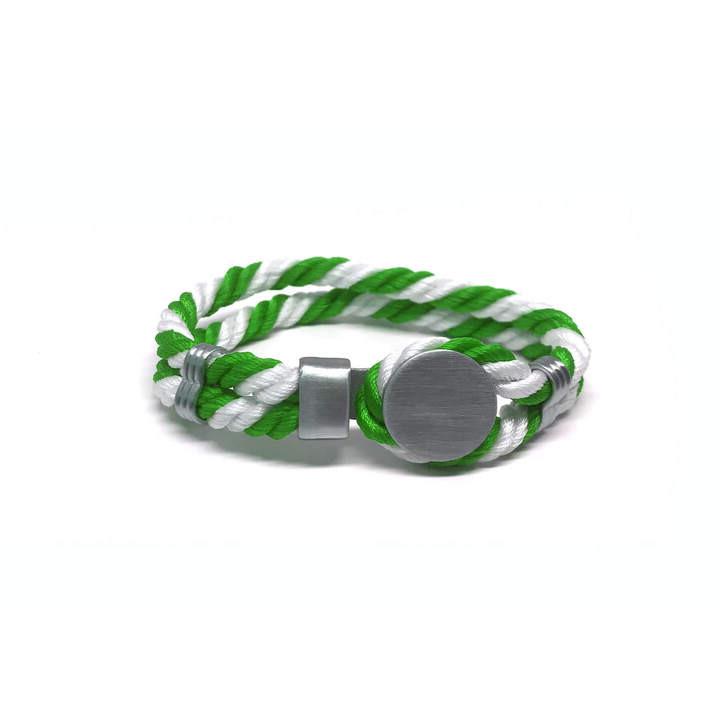 Schützenfest bracelet green/white, engraving plate, stainless steel