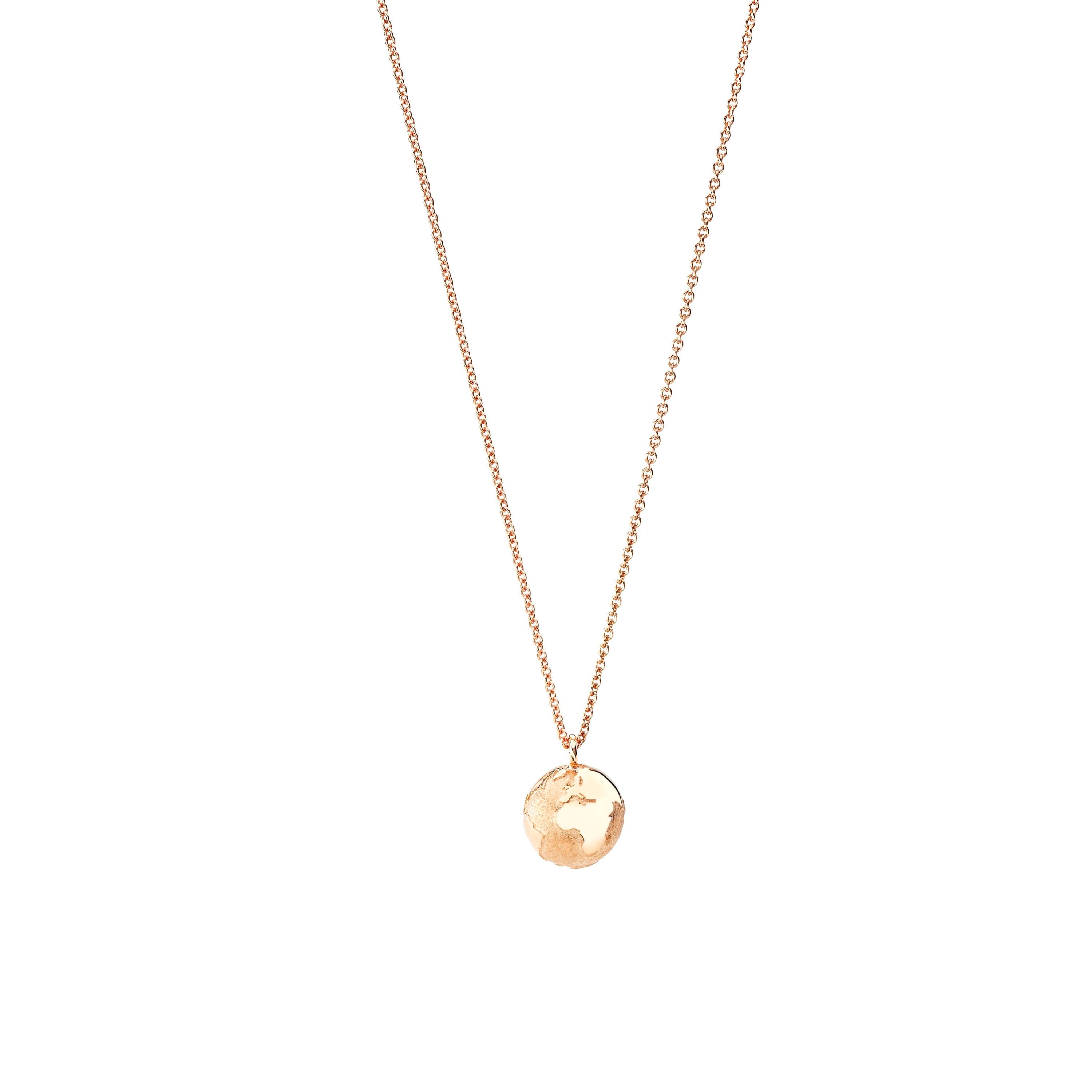 Jewelery necklace world globe, red gold, OH480-RG