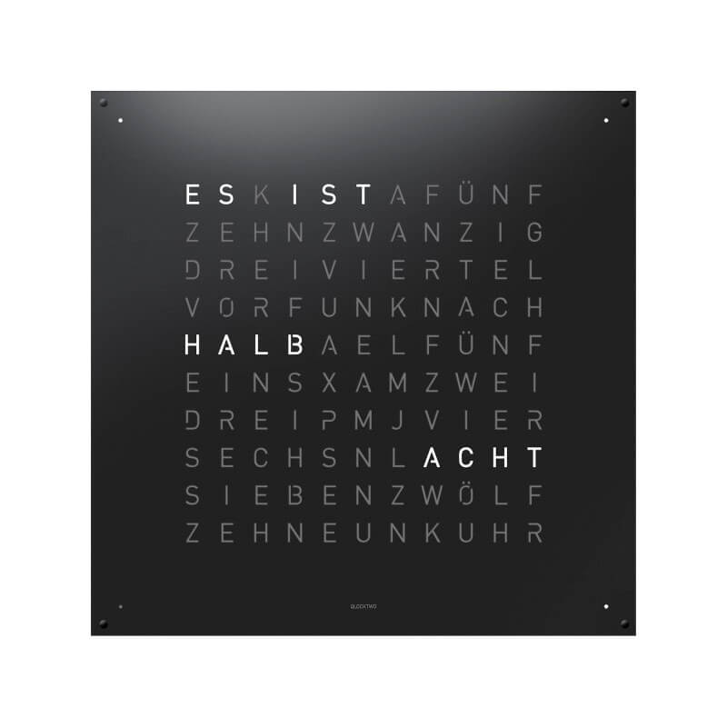 Qlocktwo Frontcover Wanduhr | Black Pepper | FCBLPC