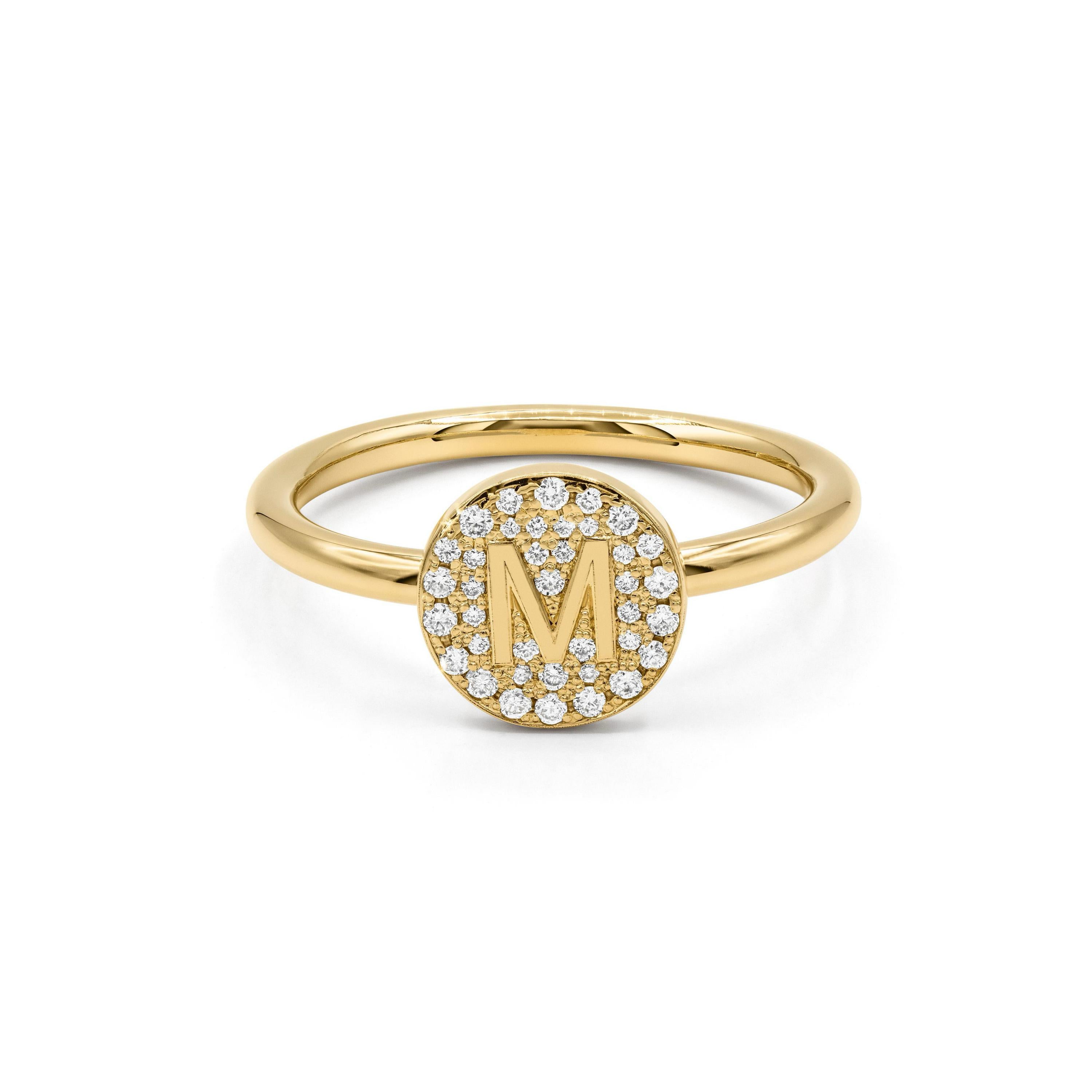 Minitials Ring Buchstabe mit Diamanten | R-AEOG