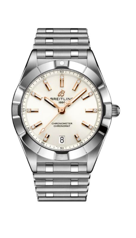 Breitling Damenuhr Chronomat weiß GG A77310101A3A1